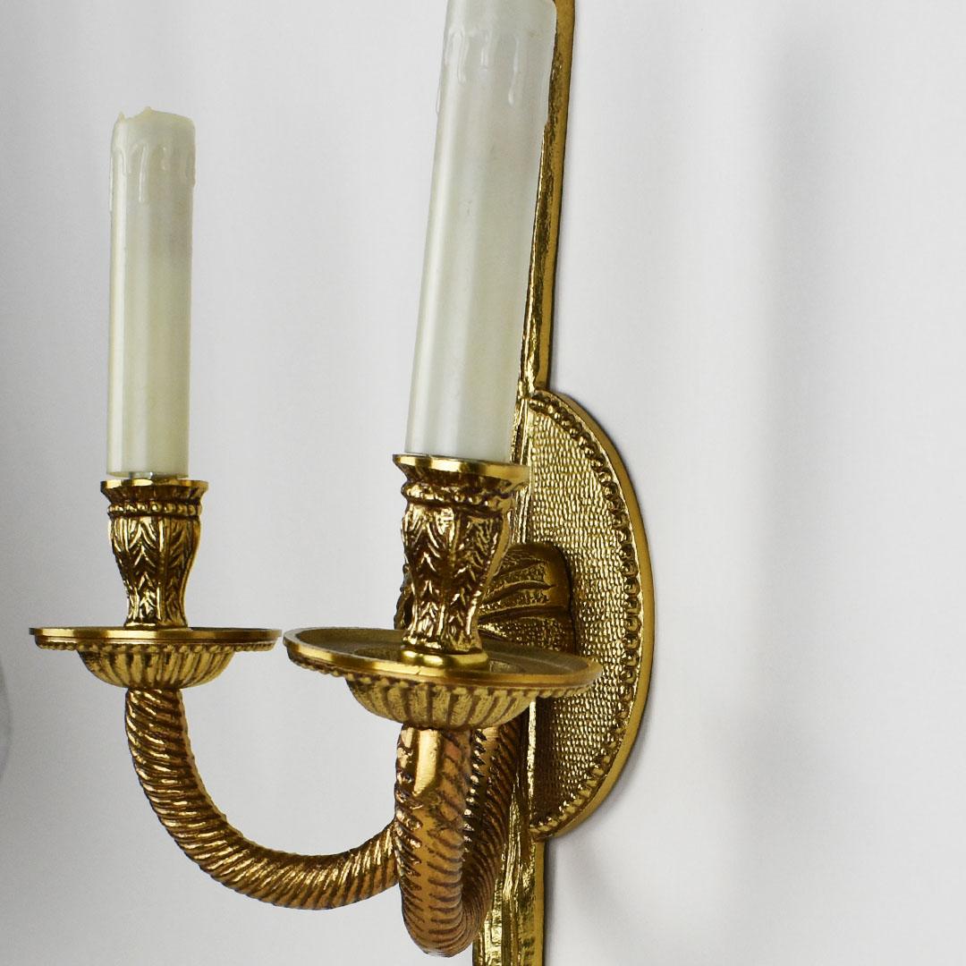 Gilt Brass Hollywood Regency Tole Rope and Tassel Wired Sconce 3