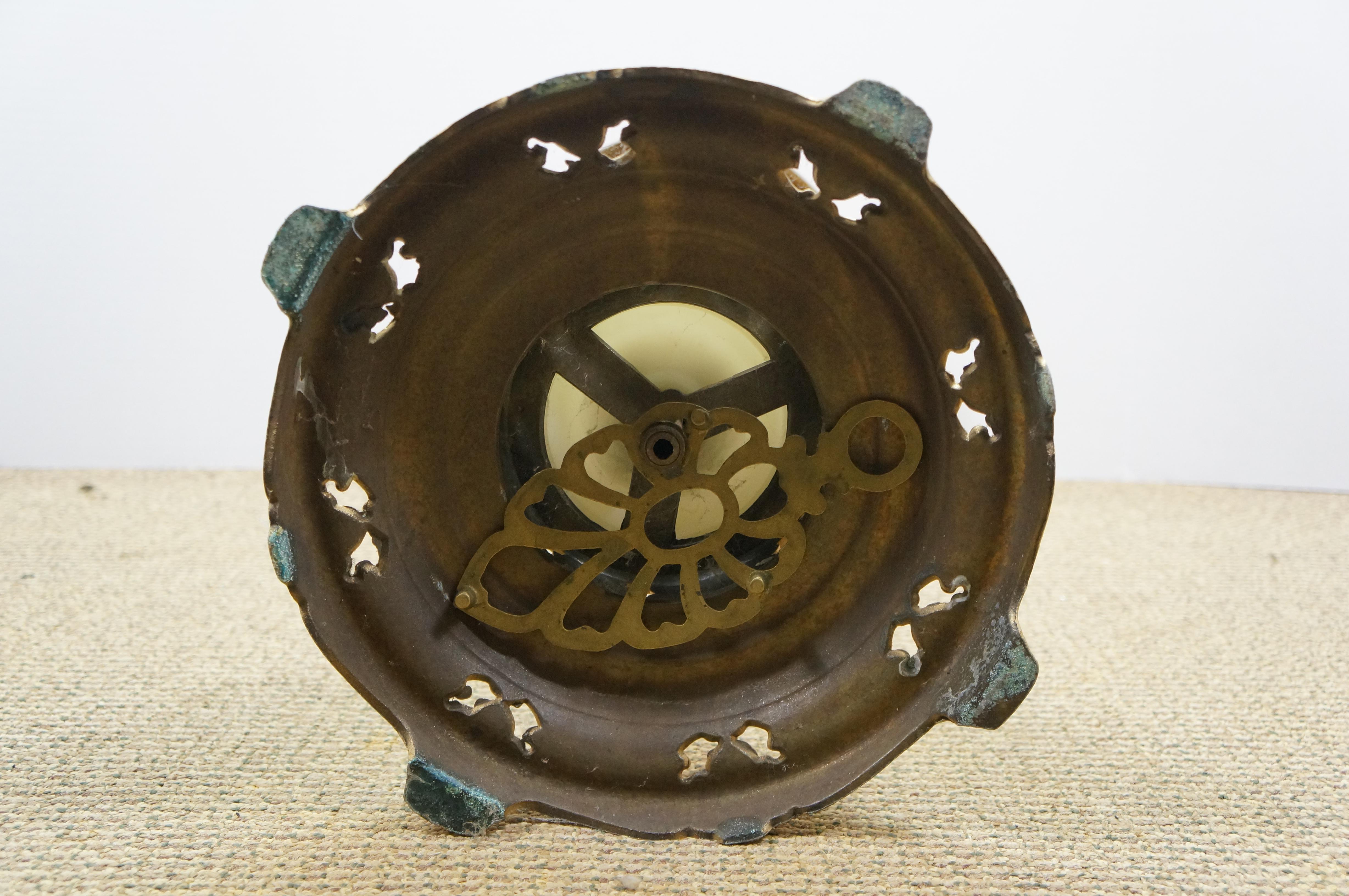 Gilt Brass Marble Amber Glass Smoking Stand Cigar Cigarette Floor Ashtray 25