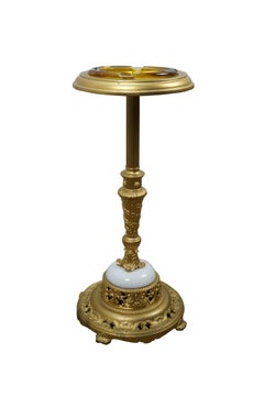 Cendrier en laiton doré, marbre, verre ambré Cigarette Cendrier de sol 25".