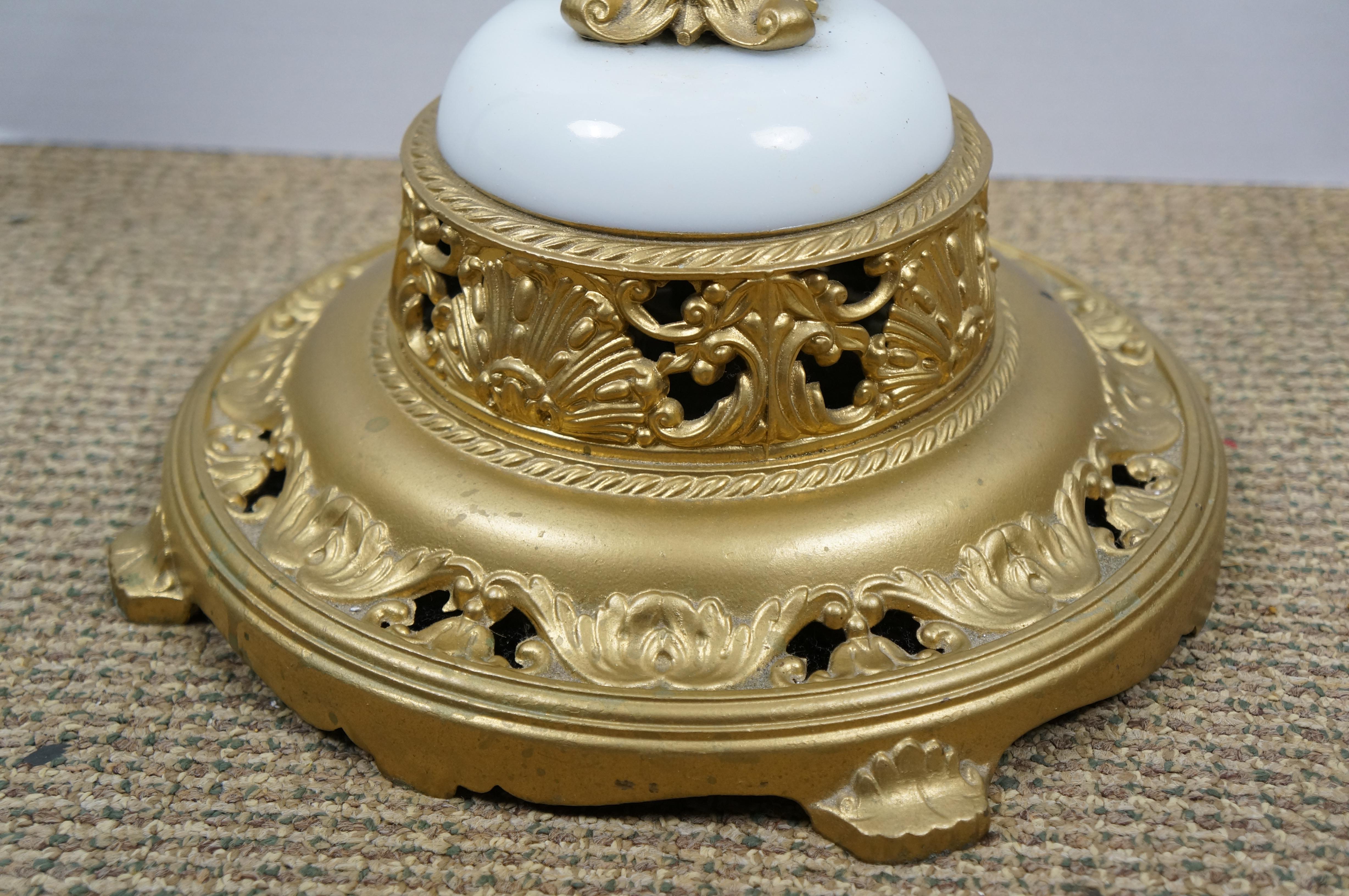 Metal Gilt Brass Marble Amber Glass Smoking Stand Cigar Cigarette Floor Ashtray 25