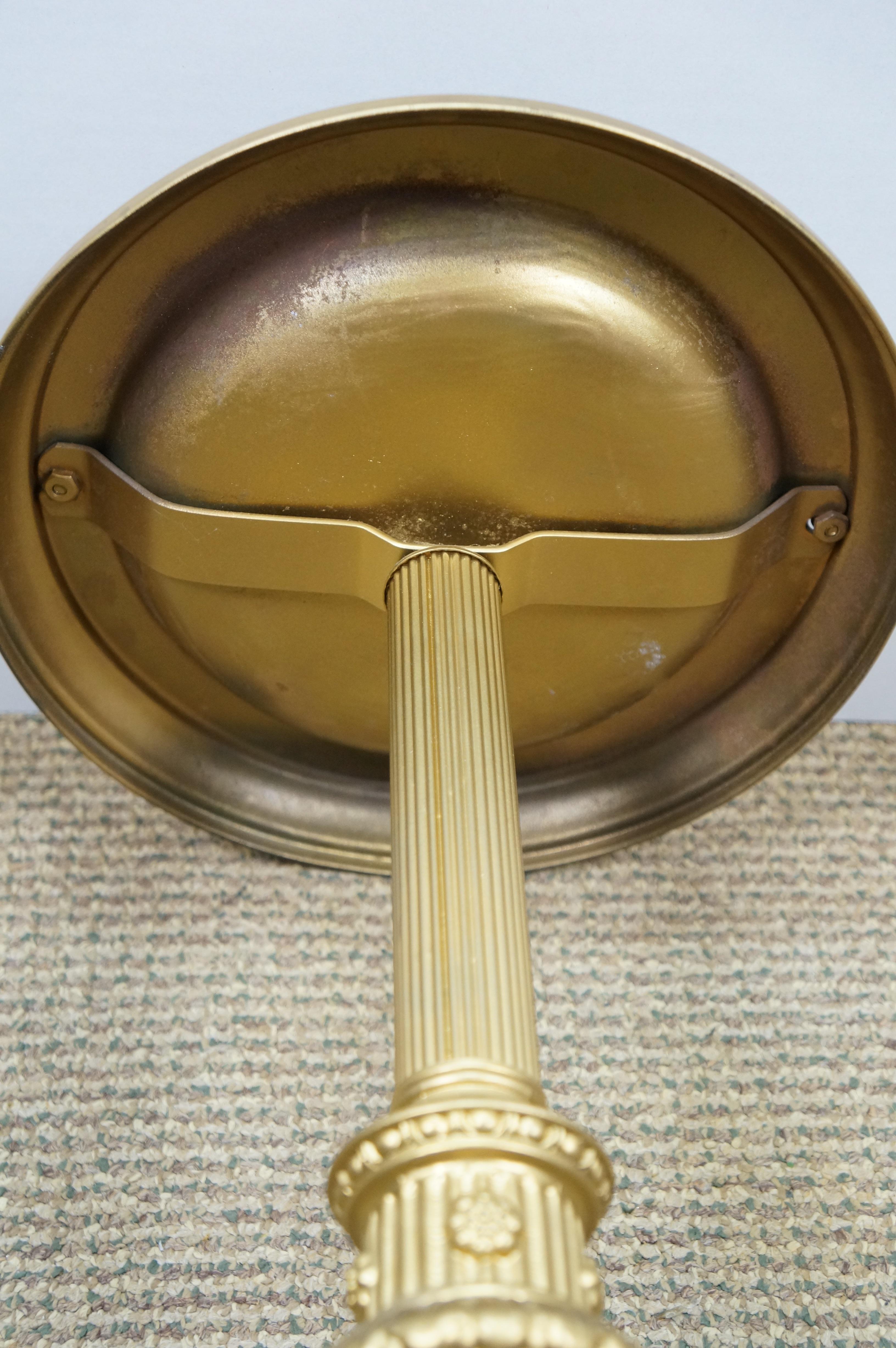 Gilt Brass Marble Amber Glass Smoking Stand Cigar Cigarette Floor Ashtray 25