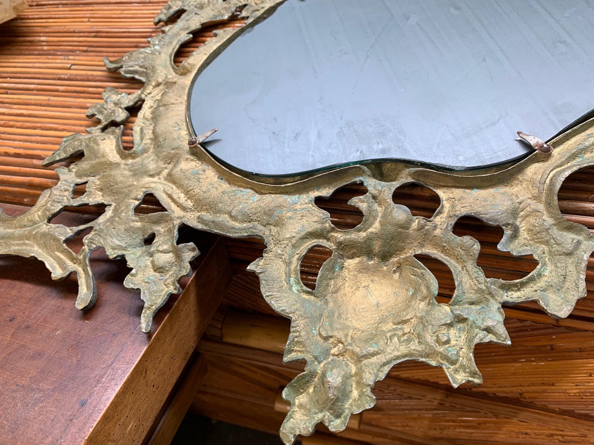 Gilt Brass Ormolu Rococo Style Wall Mirror For Sale 1