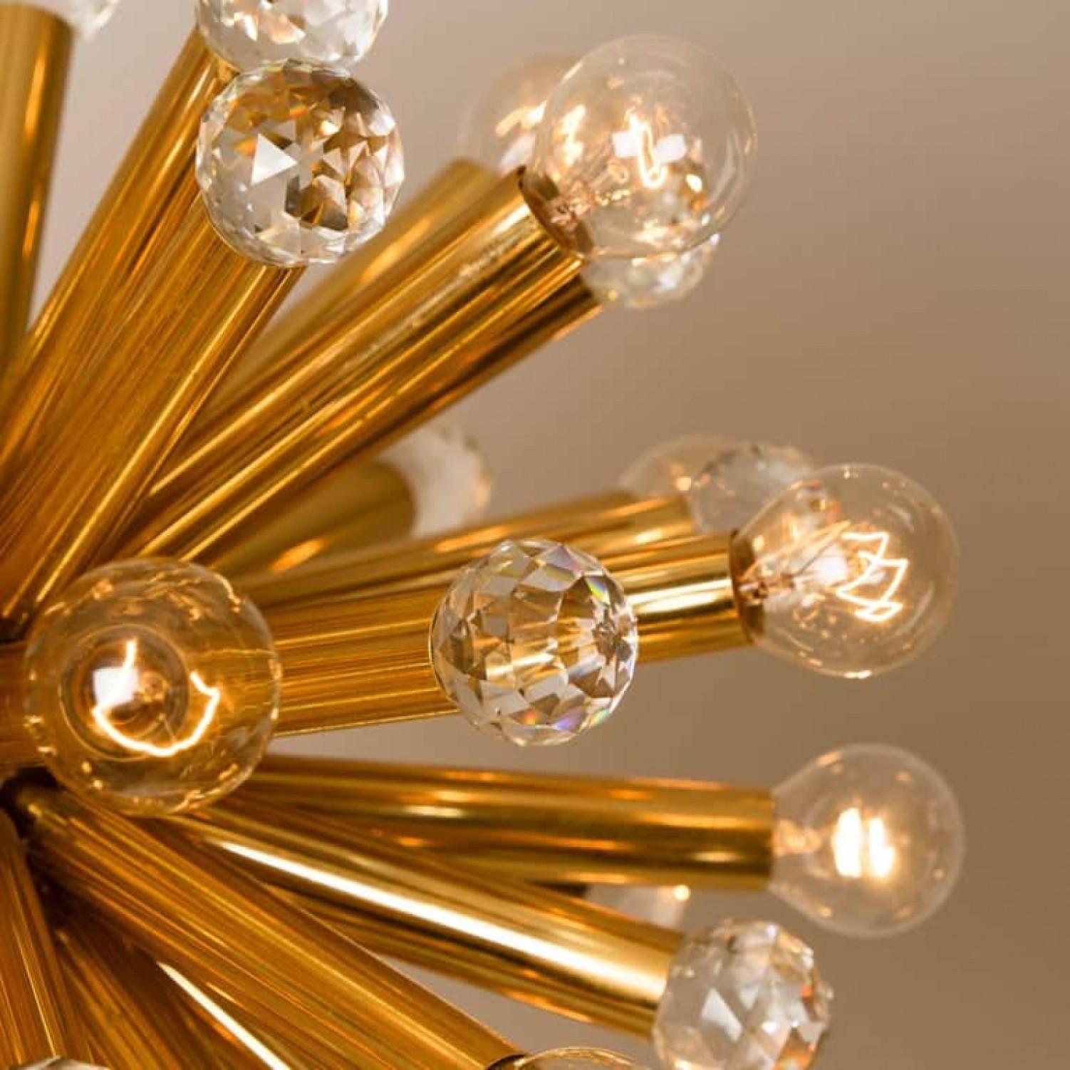 Mid-Century Modern Gilt Brass Pendant Lamp with Swarovski Balls from Ernst Palme, 1960s For Sale