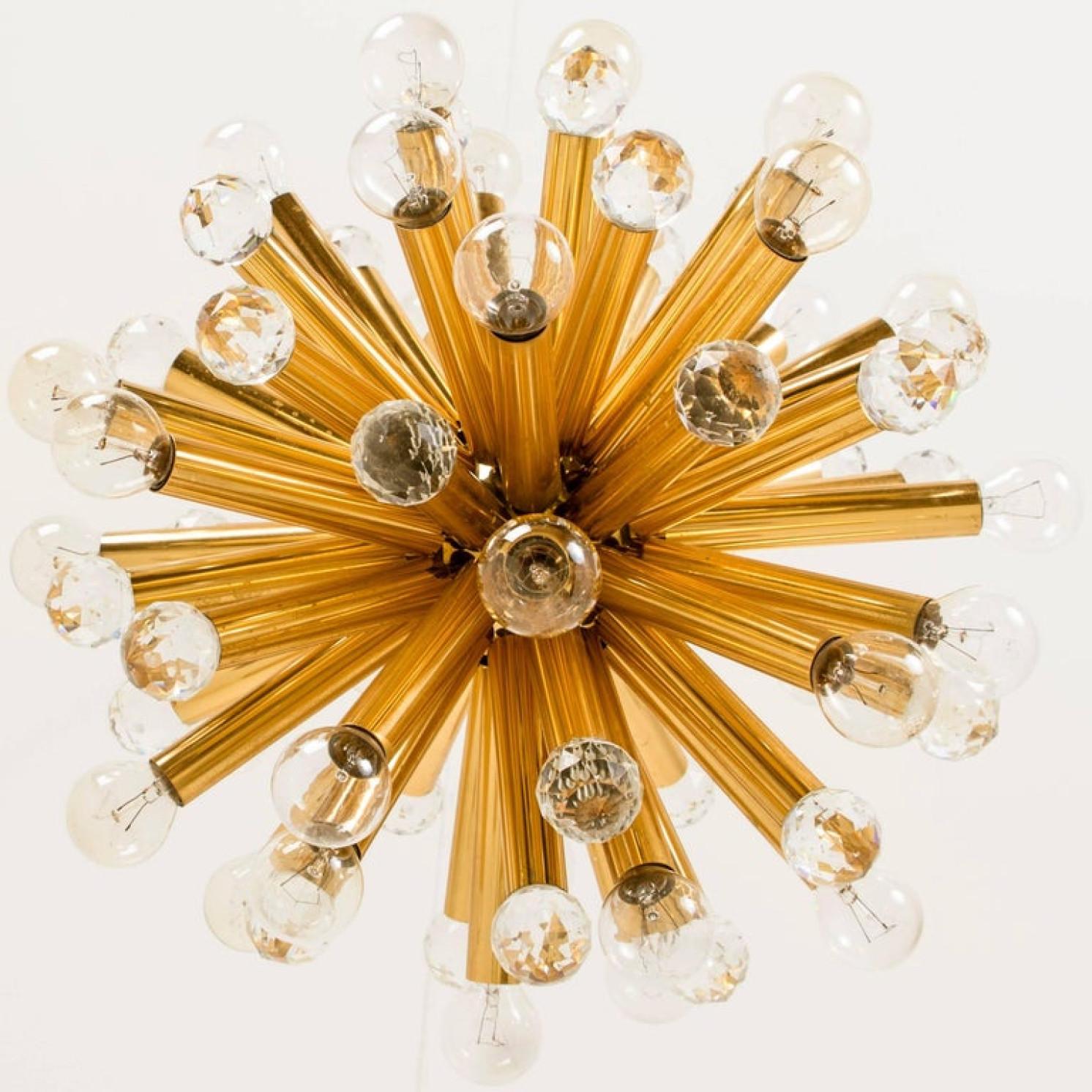 Gilt Brass Pendant Lamp with Swarovski Balls from Ernst Palme, 1960s In Excellent Condition For Sale In Rijssen, NL