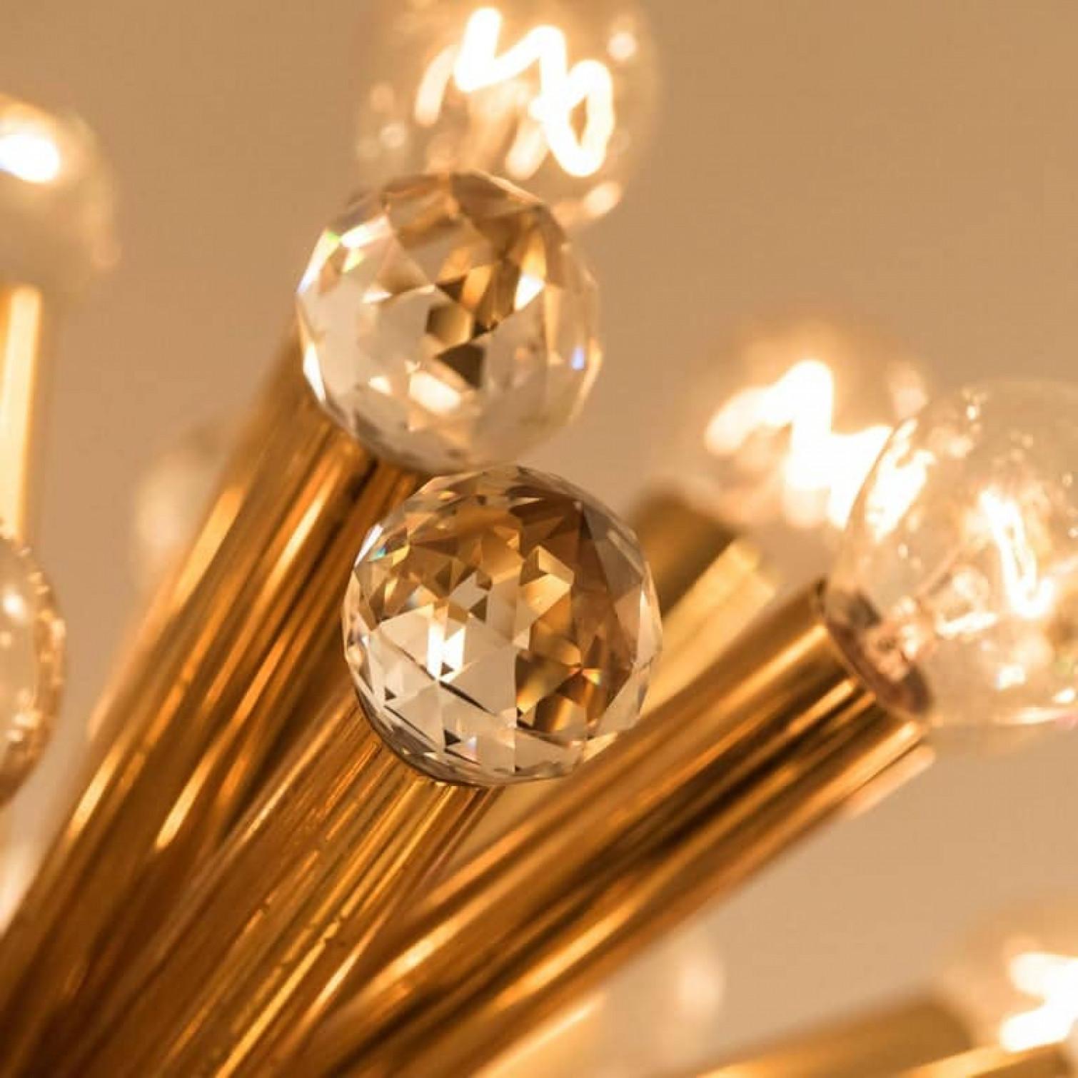 20th Century Gilt Brass Pendant Lamp with Swarovski Balls from Ernst Palme, 1960s For Sale