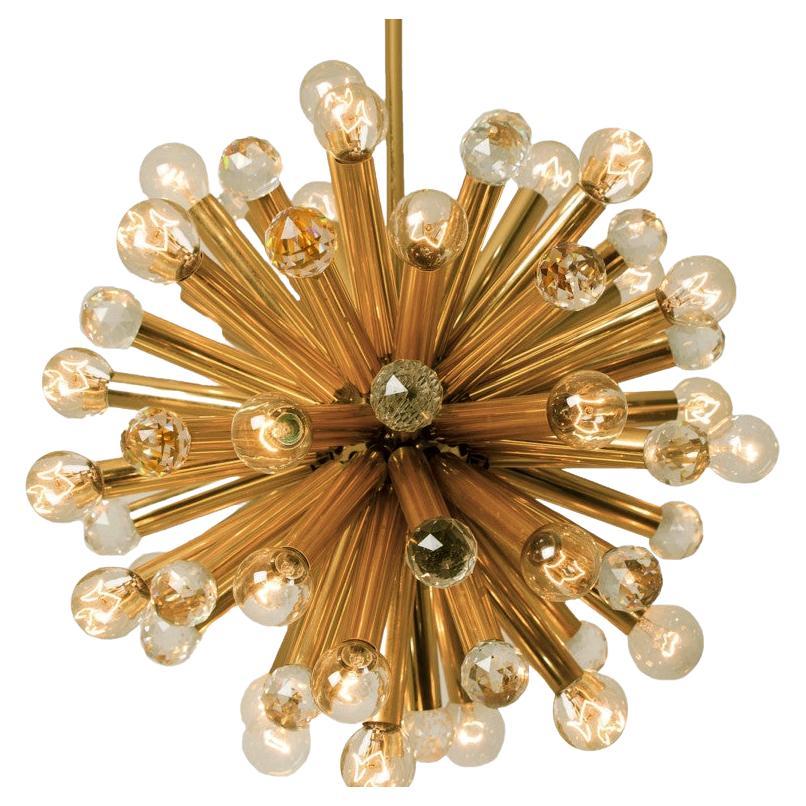 Gilt Brass Pendant Lamp with Swarovski Balls from Ernst Palme, 1960s