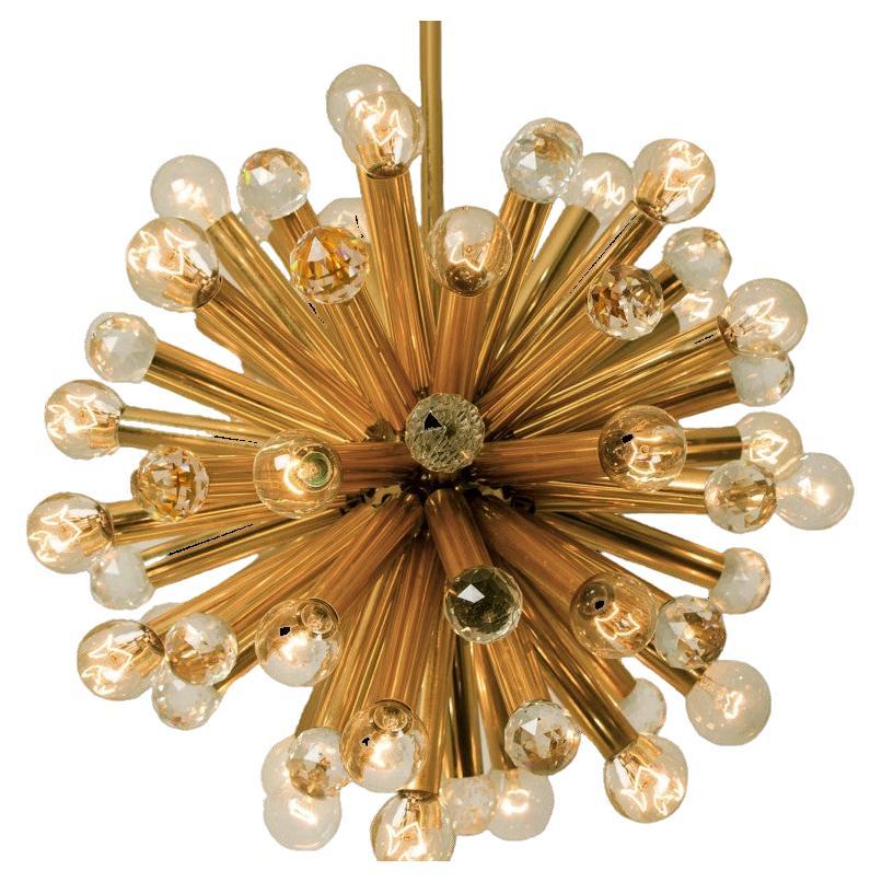 Gilt Brass Pendant Lamp with Swarovski Balls from Ernst Palme, 1960s For Sale