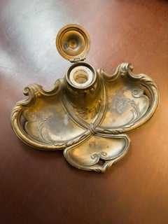 Gilt Brass Rococo Inkwell, Napoleon III, 19th Century