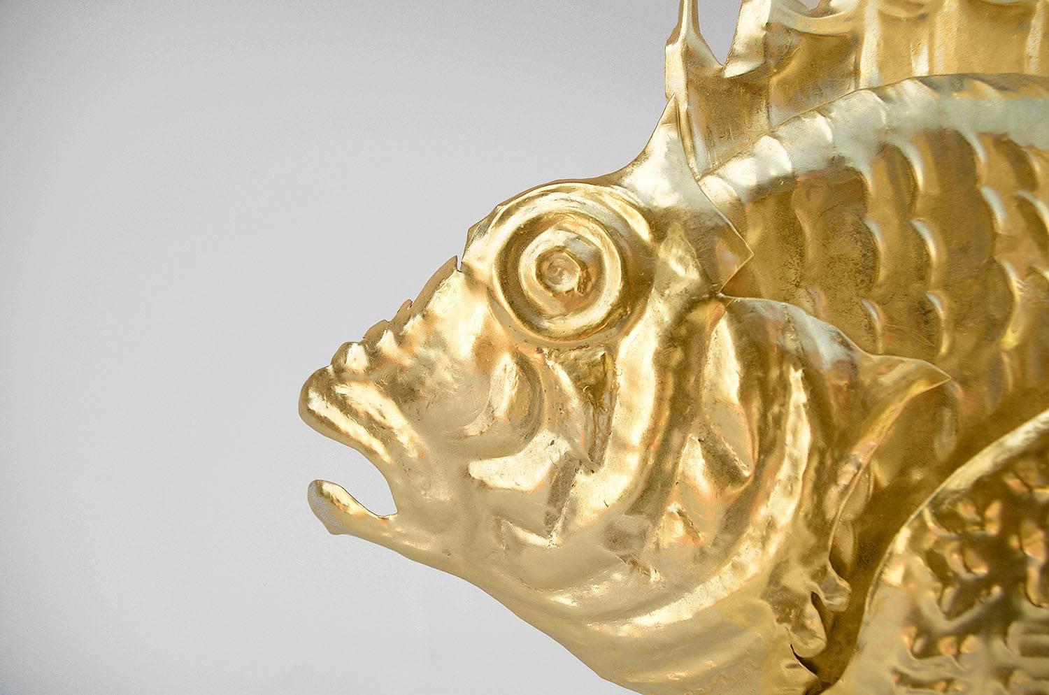 Gilt Brass Scorpion Fish Lamp, circa 1950 In Good Condition For Sale In Saint-Ouen, FR