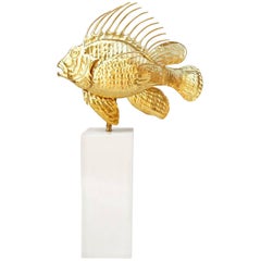 Gilt Brass Scorpion Fish Lamp, circa 1950