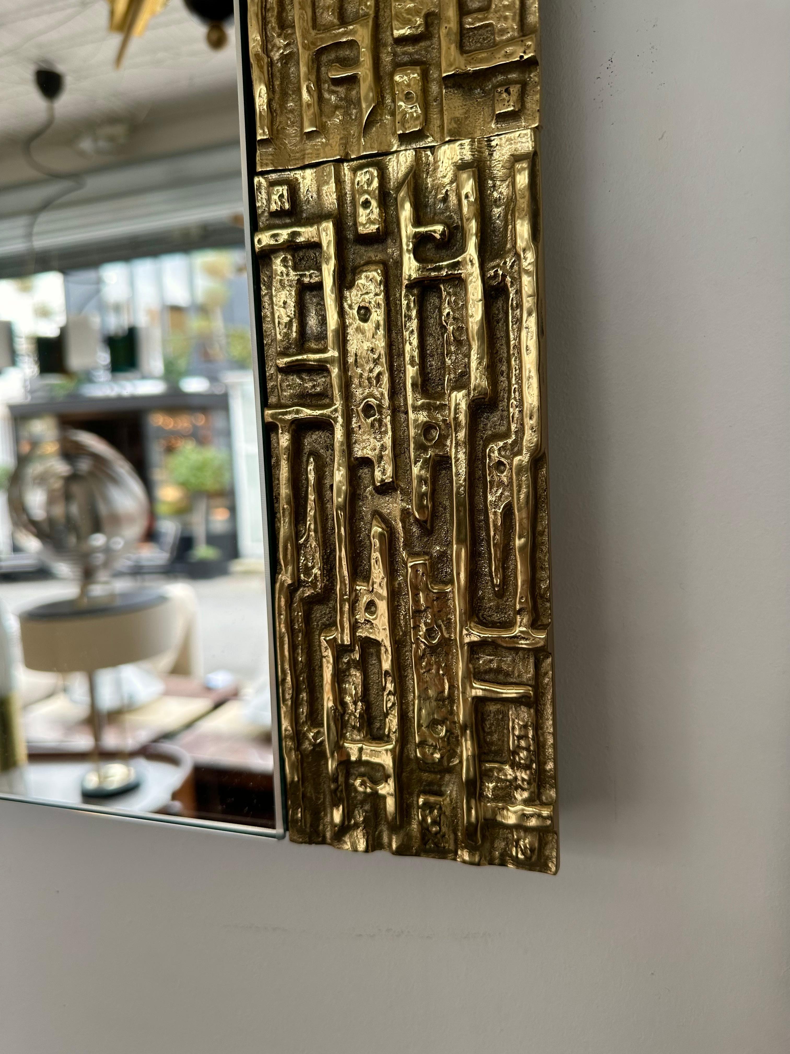 Gilt Brass Sculpture Mirror by Luciano Frigerio, Italy, 1970s For Sale 4