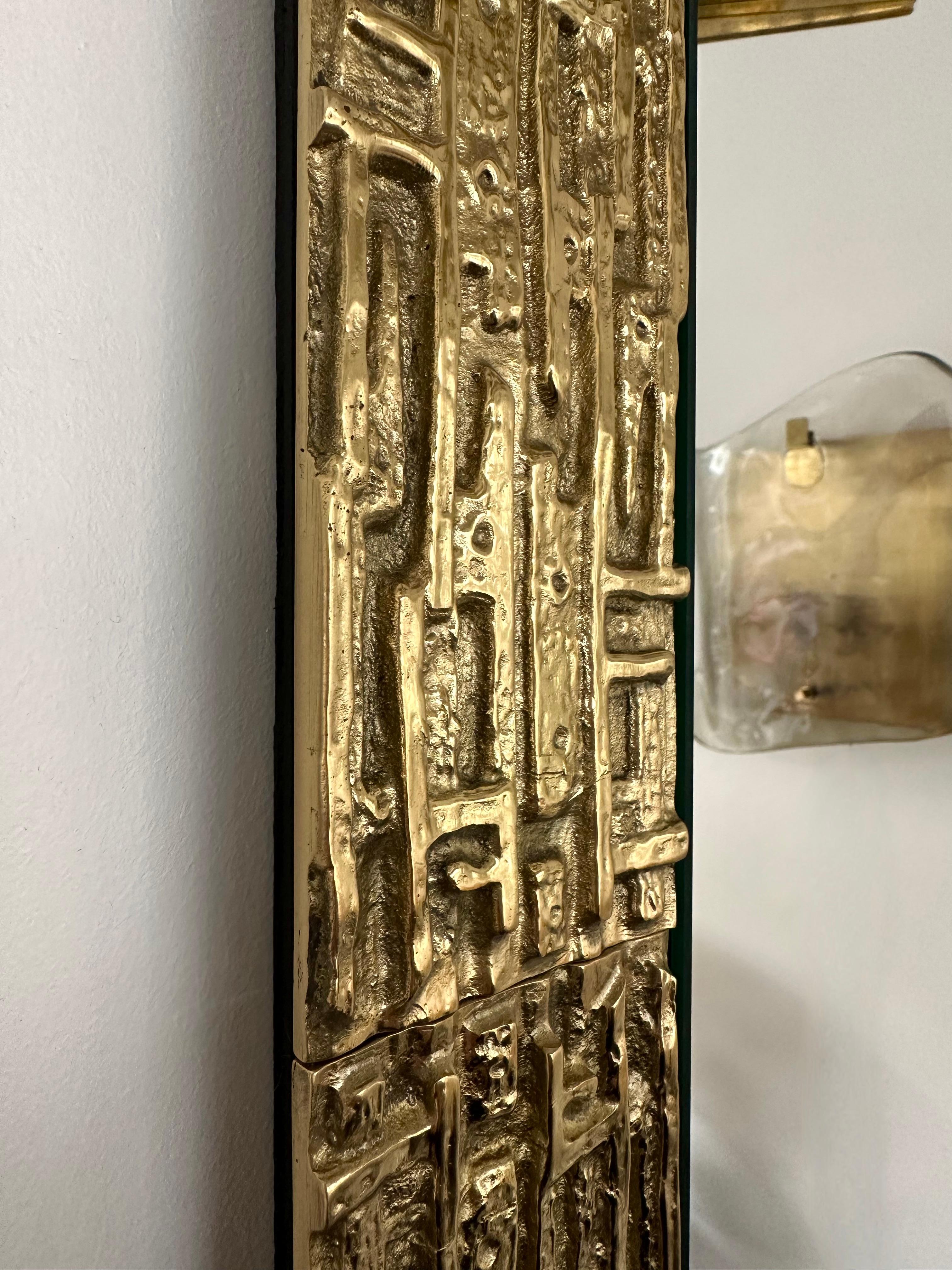 Gilt Brass Sculpture Mirror by Luciano Frigerio, Italy, 1970s For Sale 6