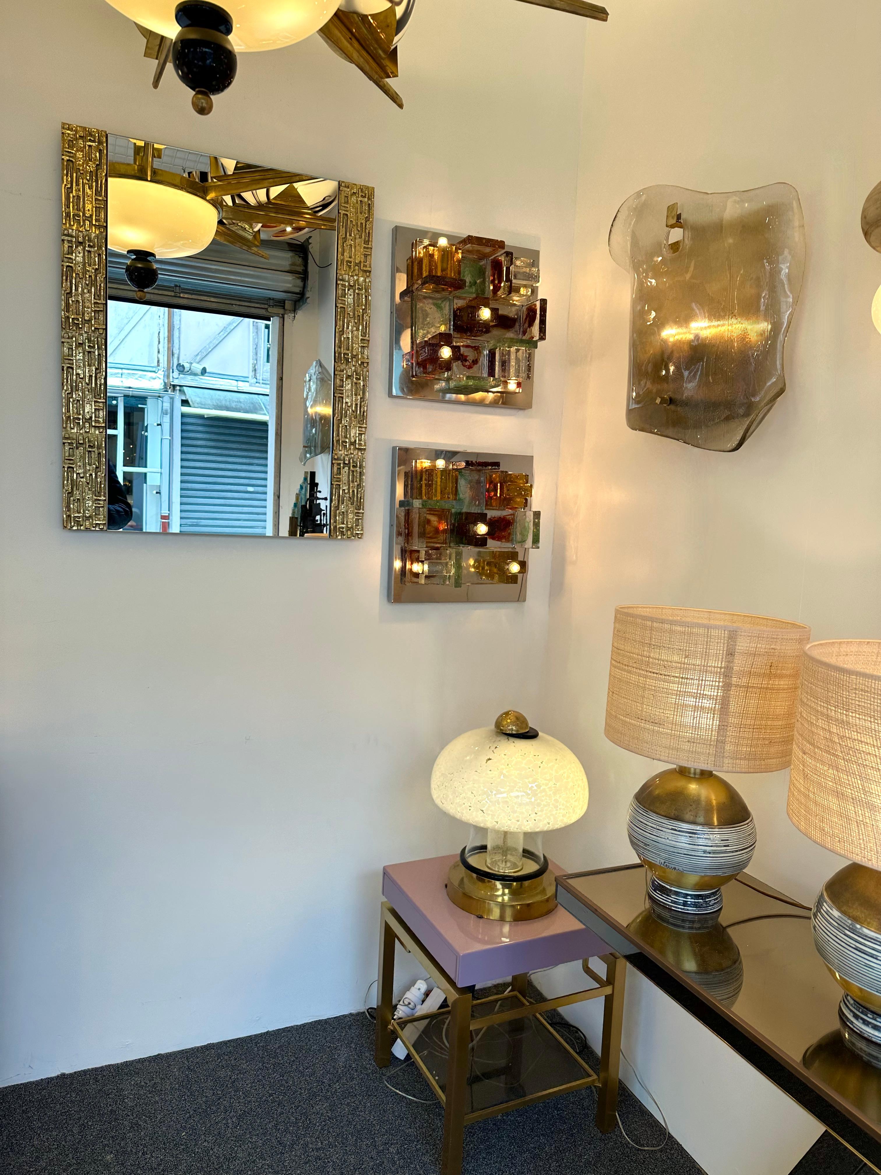 Mid-Century Modern Gilt Brass Sculpture Mirror by Luciano Frigerio, Italy, 1970s For Sale
