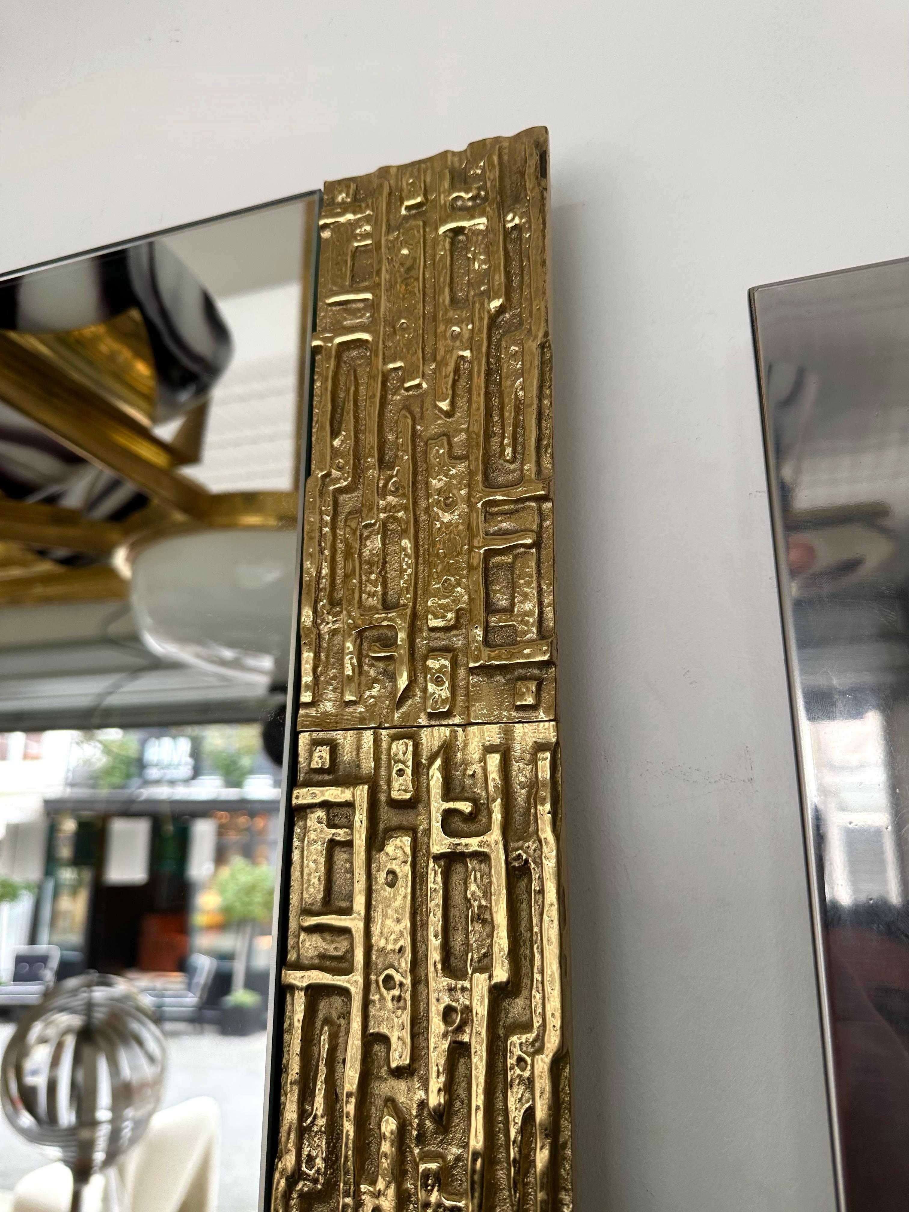 Gilt Brass Sculpture Mirror by Luciano Frigerio, Italy, 1970s For Sale 2