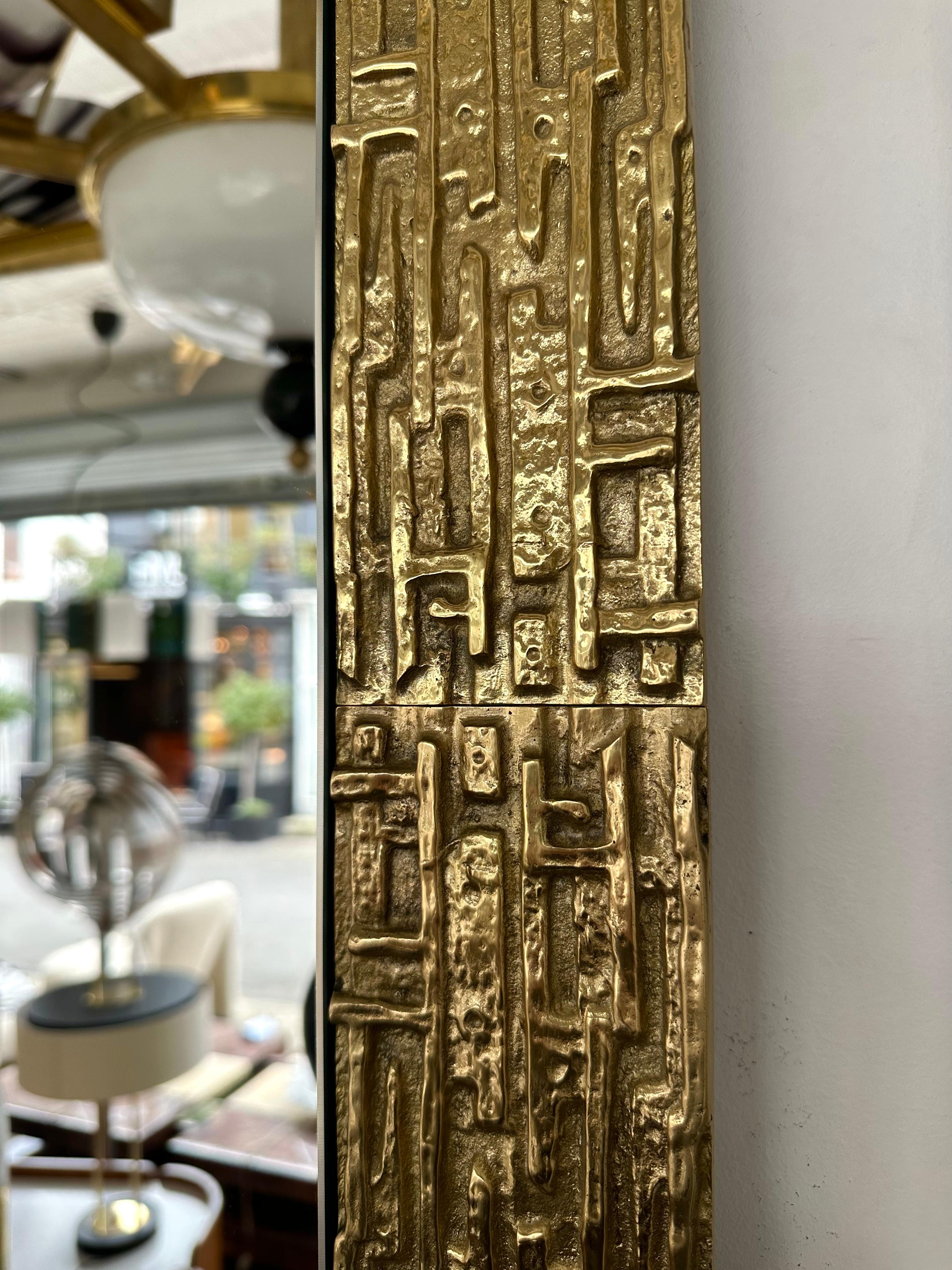 Gilt Brass Sculpture Mirror by Luciano Frigerio, Italy, 1970s For Sale 3
