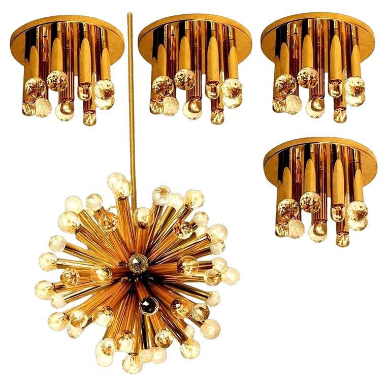 Gilt Brass Set with Swarovski Balls by Ernst Palme for Palwa, 1960s