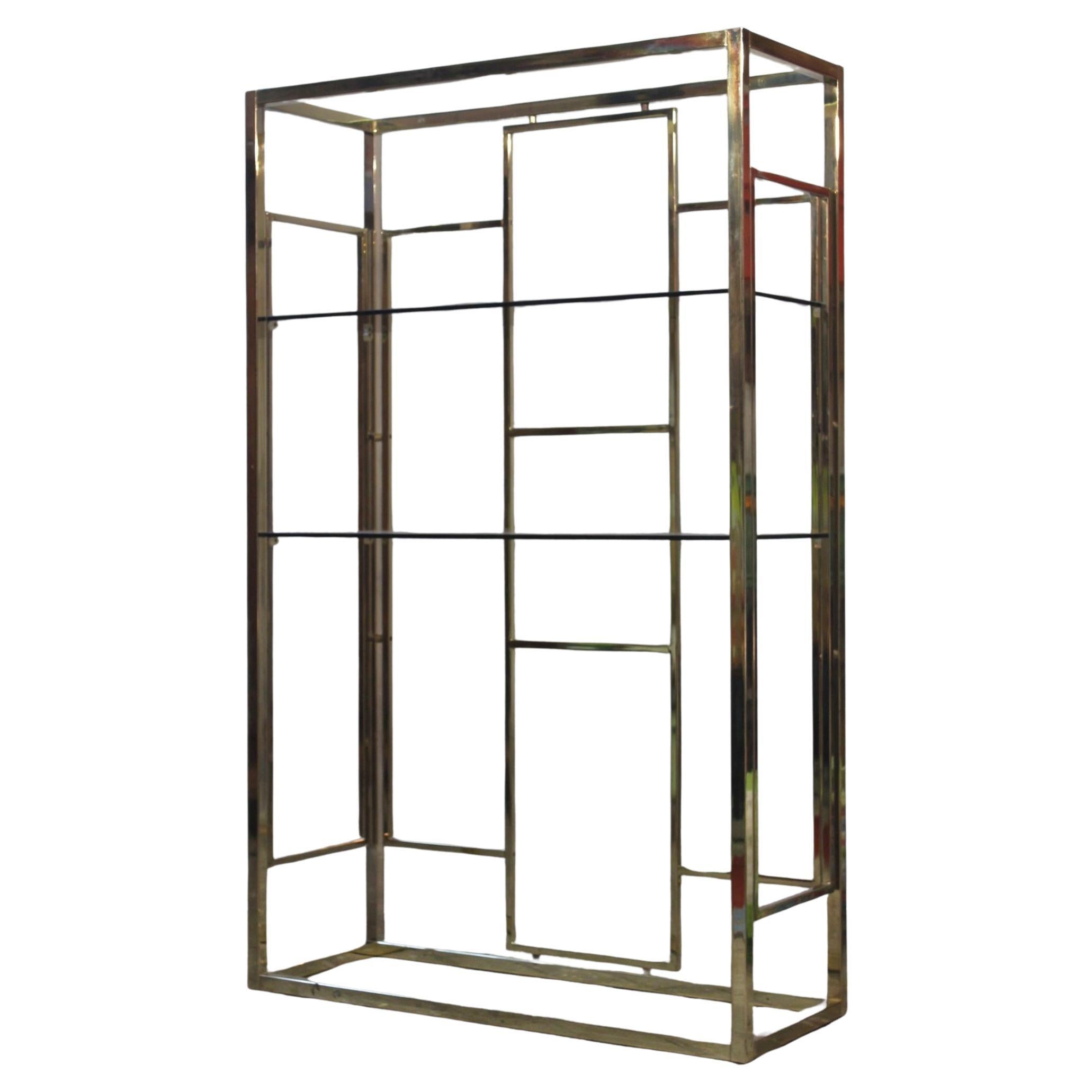 Regale aus vergoldetem Messing und Rauchglas von Renato Zevi, Italien 1970er Jahre