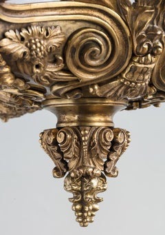 Gilt Brass Three Arm Colza Lamp, 19th Century