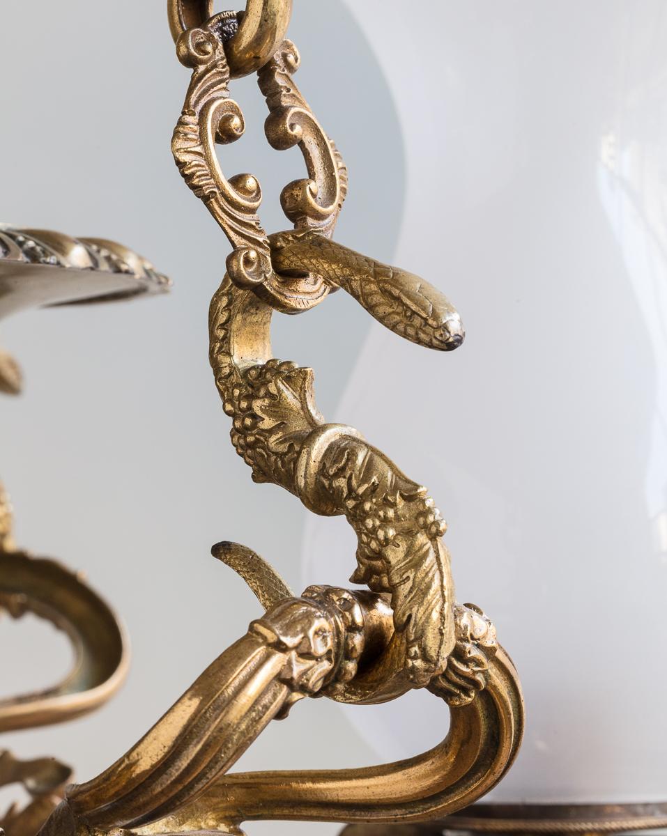 English Gilt Brass Three Arm Colza Lamp, 19th Century