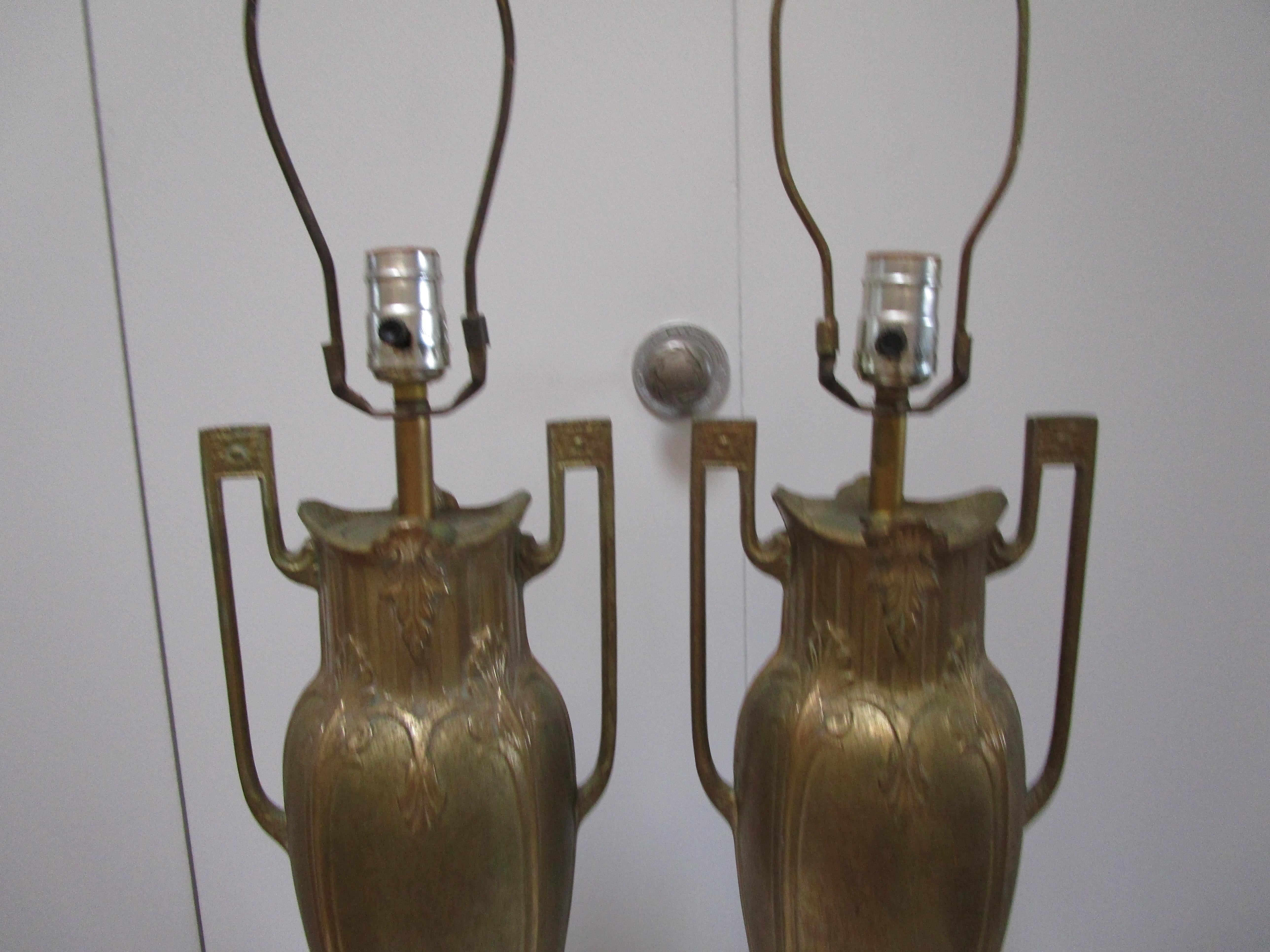 American Gilt Brass Vintage Neo Classical Revival Table Lamps For Sale