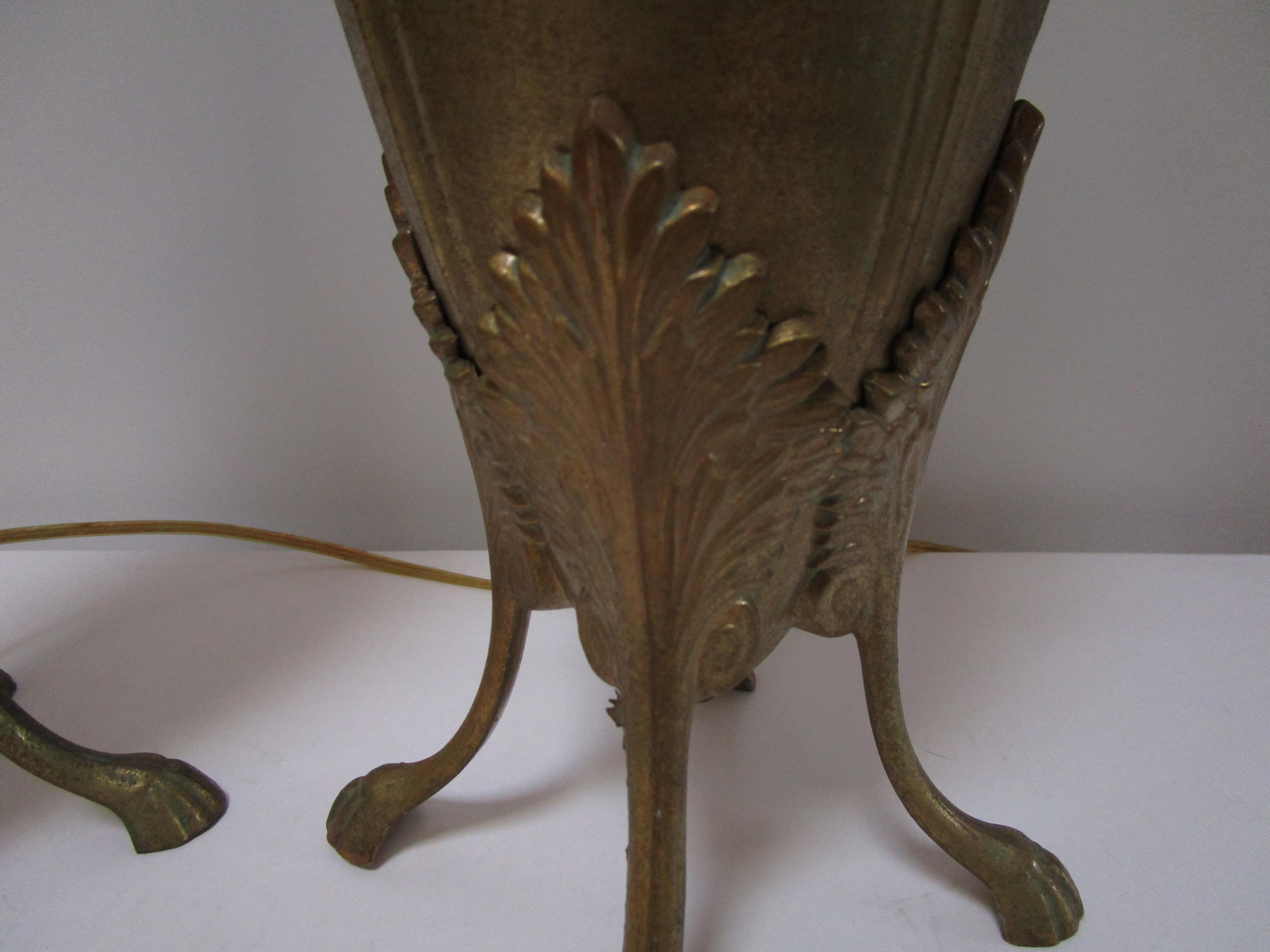 20th Century Gilt Brass Vintage Neo Classical Revival Table Lamps For Sale