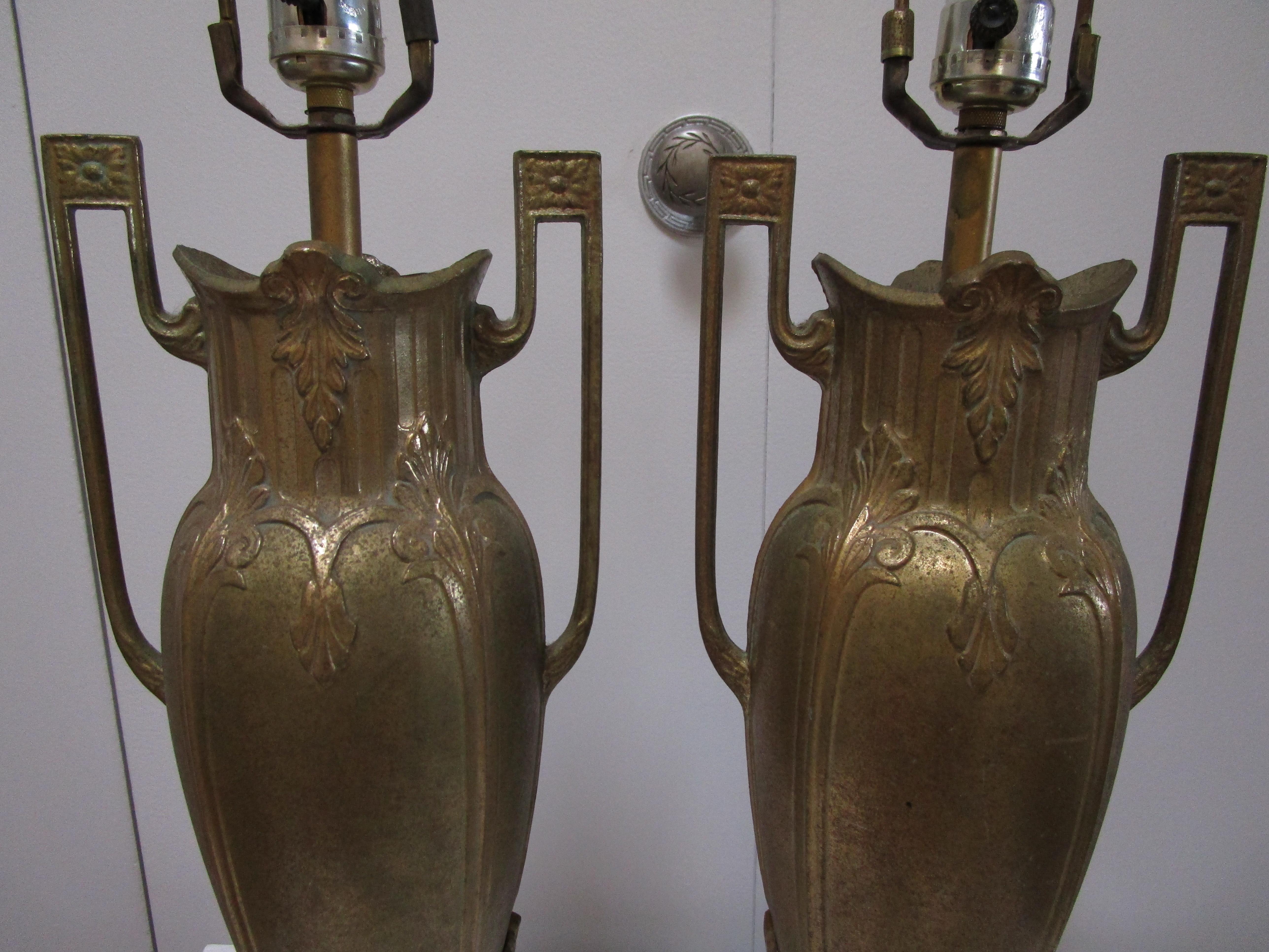 Gilt Brass Vintage Neo Classical Revival Table Lamps For Sale 2