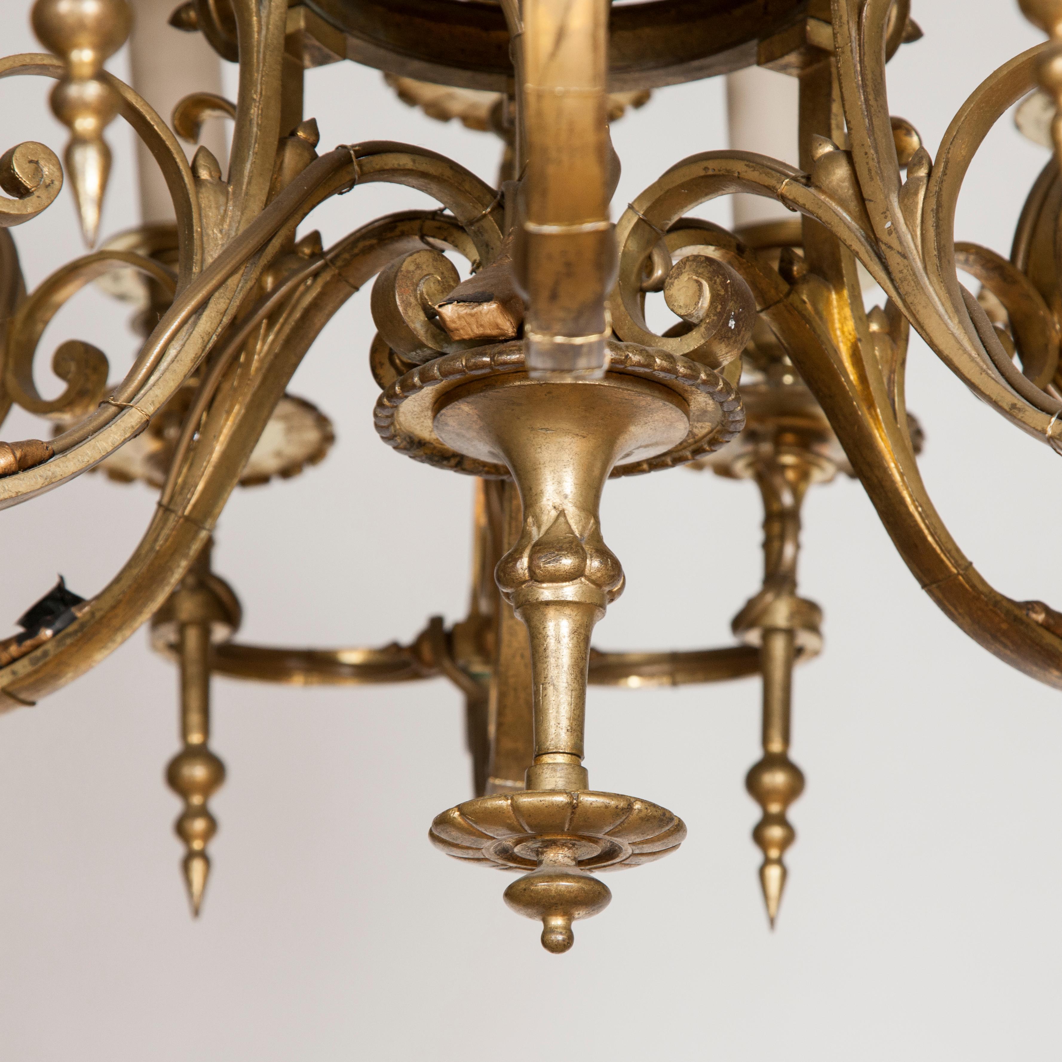 19th Century Gilt Bronze 18-Light Chandelier For Sale
