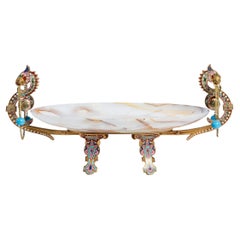 Gilt-Bronze, Agate and Enamel Cloisonné Centerpiece, France, Late 19th Century