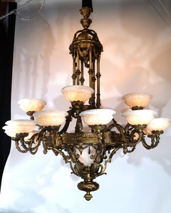Gilt Bronze & Alabaster Chandelier
