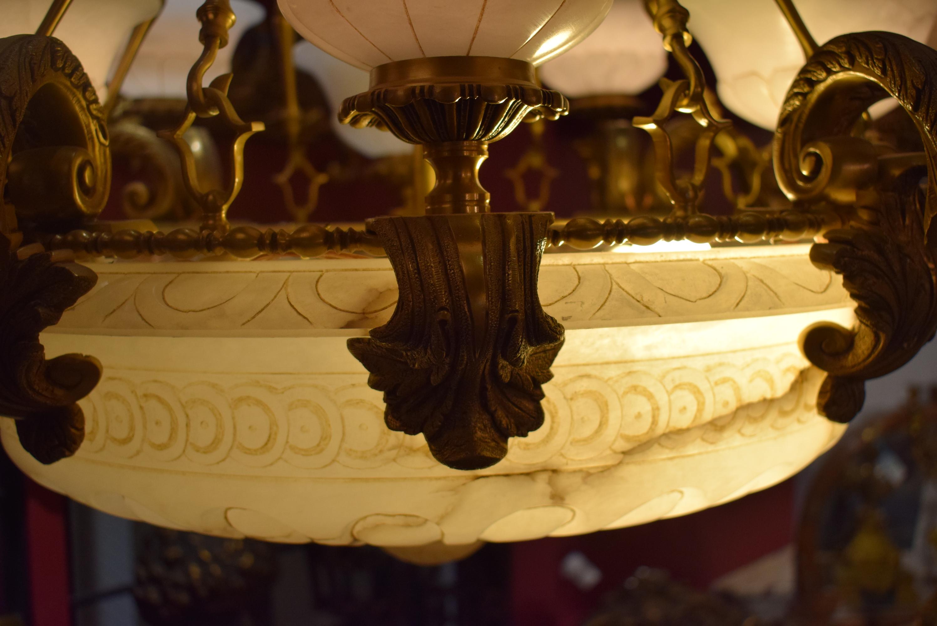 Gilt Bronze and Alabaster Chandelier For Sale at 1stDibs alabaster