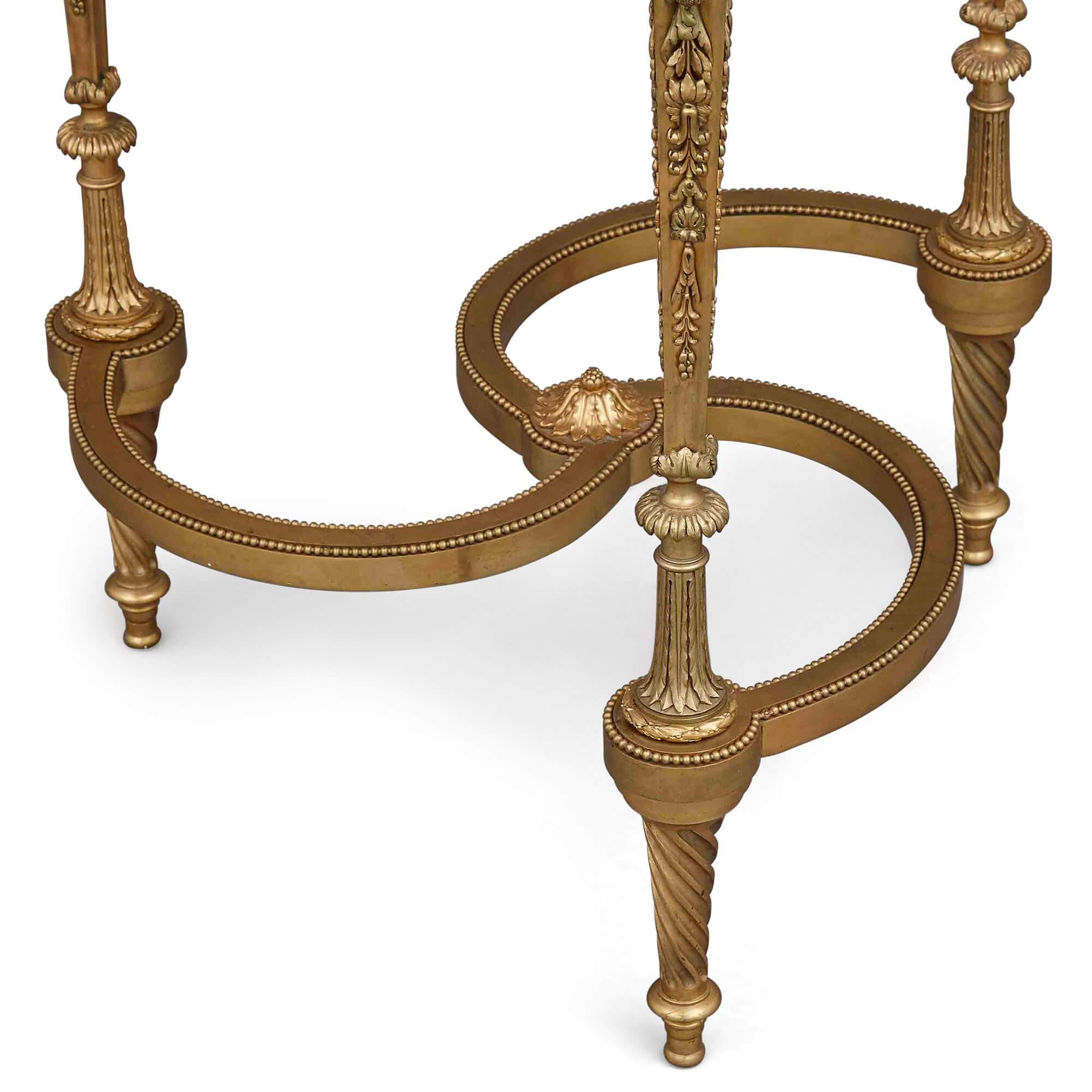 19th Century Gilt Bronze and Amethyst Louis XVI Style Circular Side Table For Sale