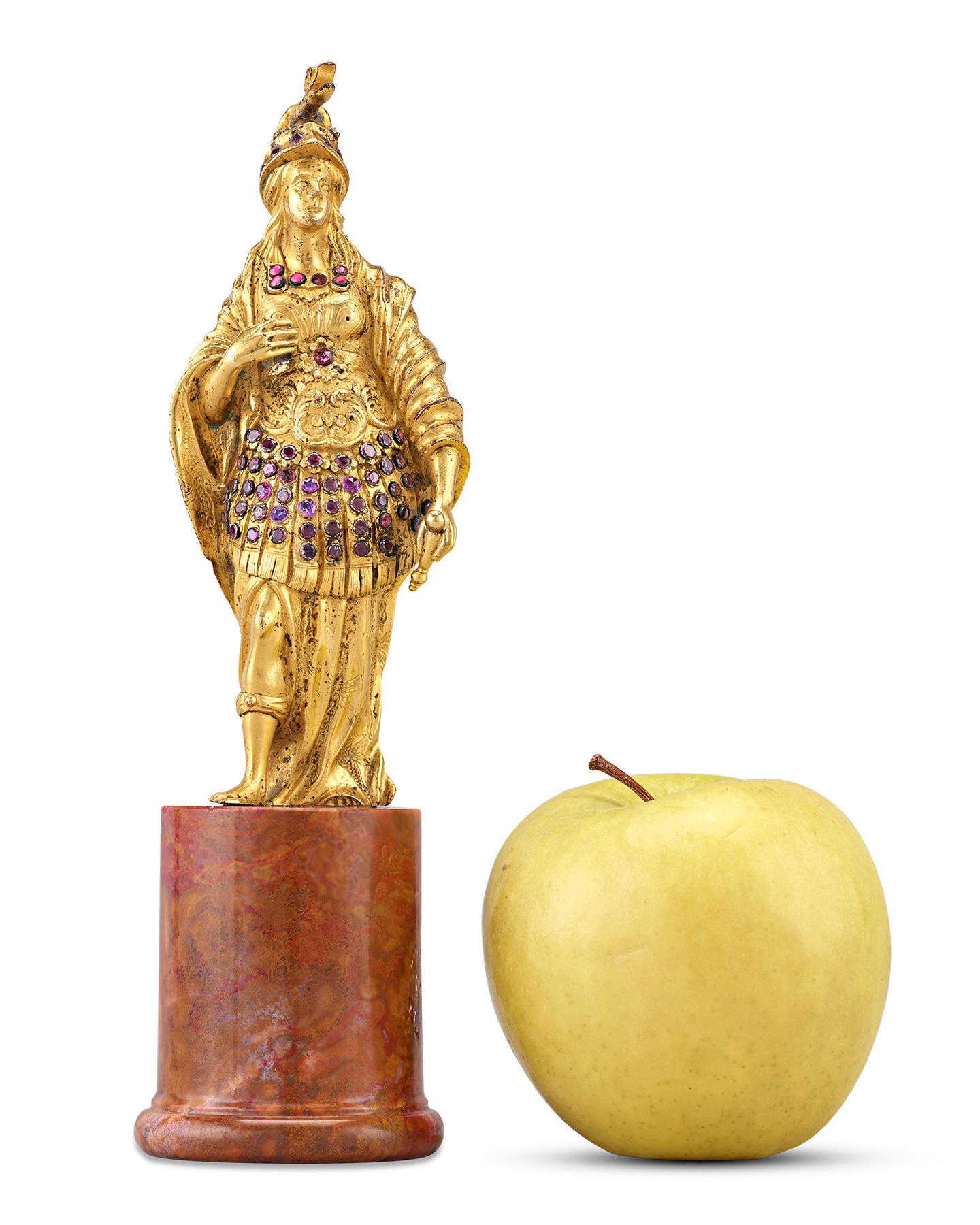 Gilt Bronze and Amethyst Minerva Statuette In Excellent Condition In New Orleans, LA
