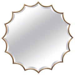 Gilt Bronze and Beveled Glass Starburst Mirror Mid-Century Modern
