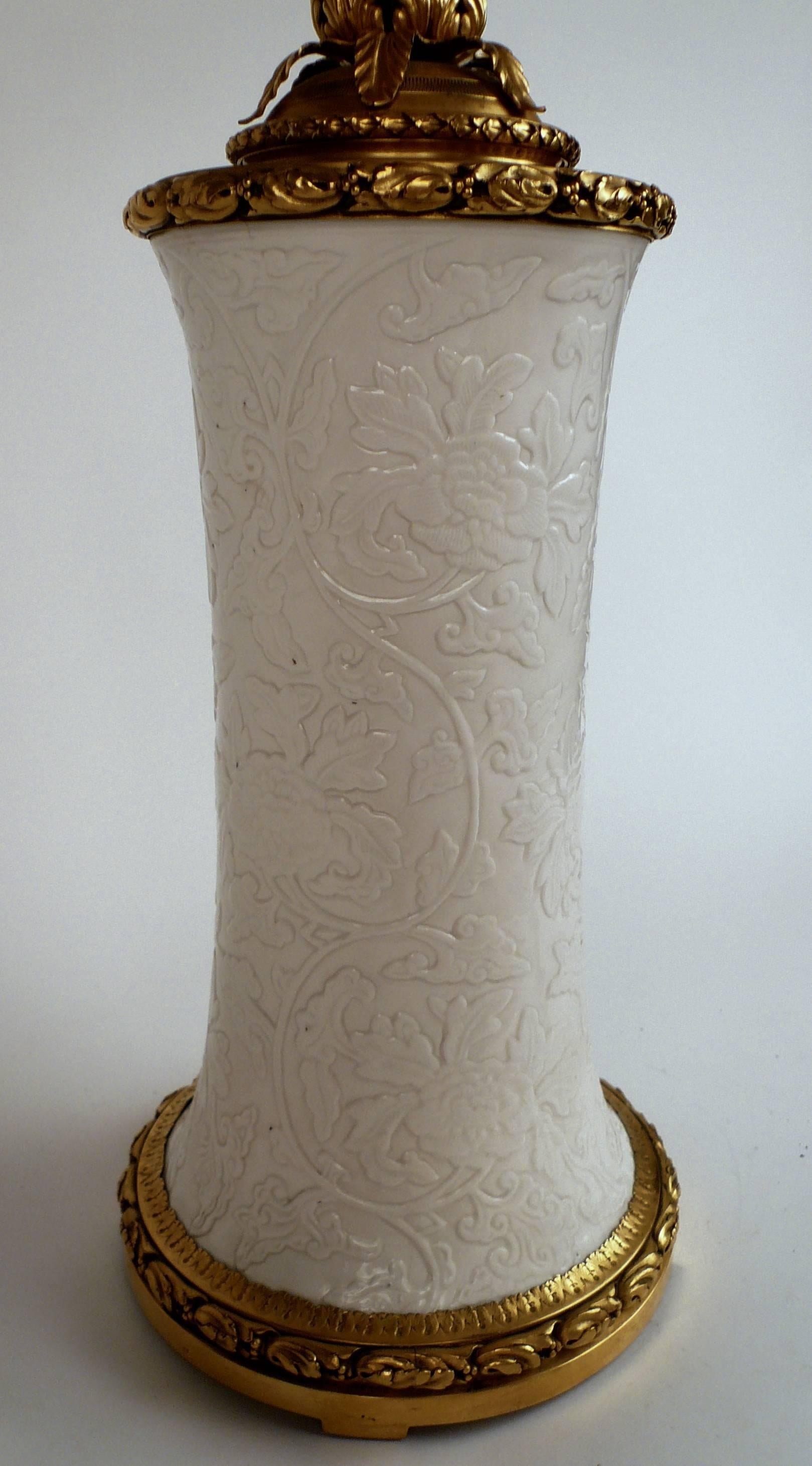 Gilt Bronze and Blanc de Chine Porcelain Table Lamp by E. F. Caldwell 1