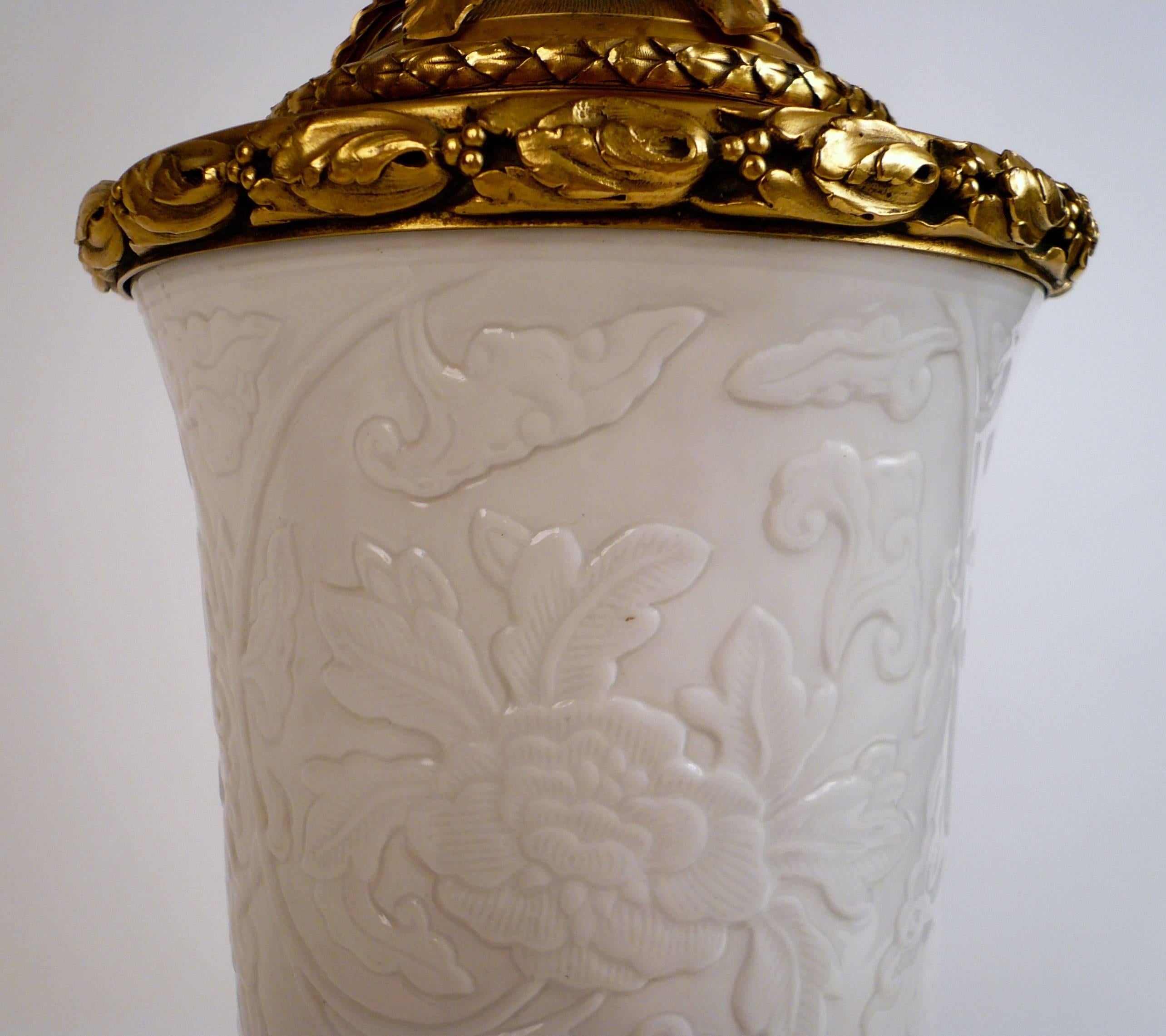 Gilt Bronze and Blanc de Chine Porcelain Table Lamp by E. F. Caldwell 2