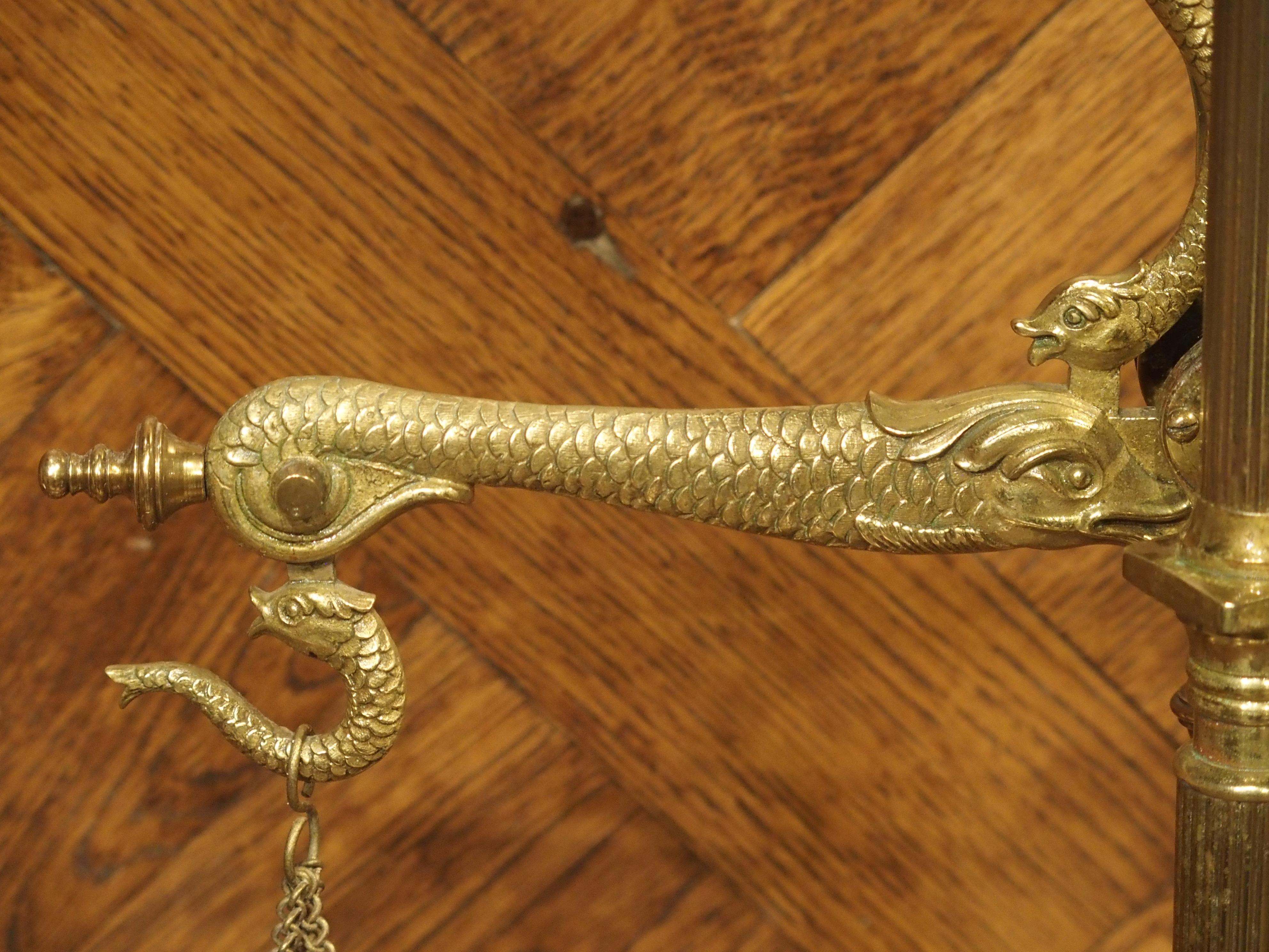 Gilt Bronze and Brass Apothecary Scale with Dolphin and Serpent Decoration 4