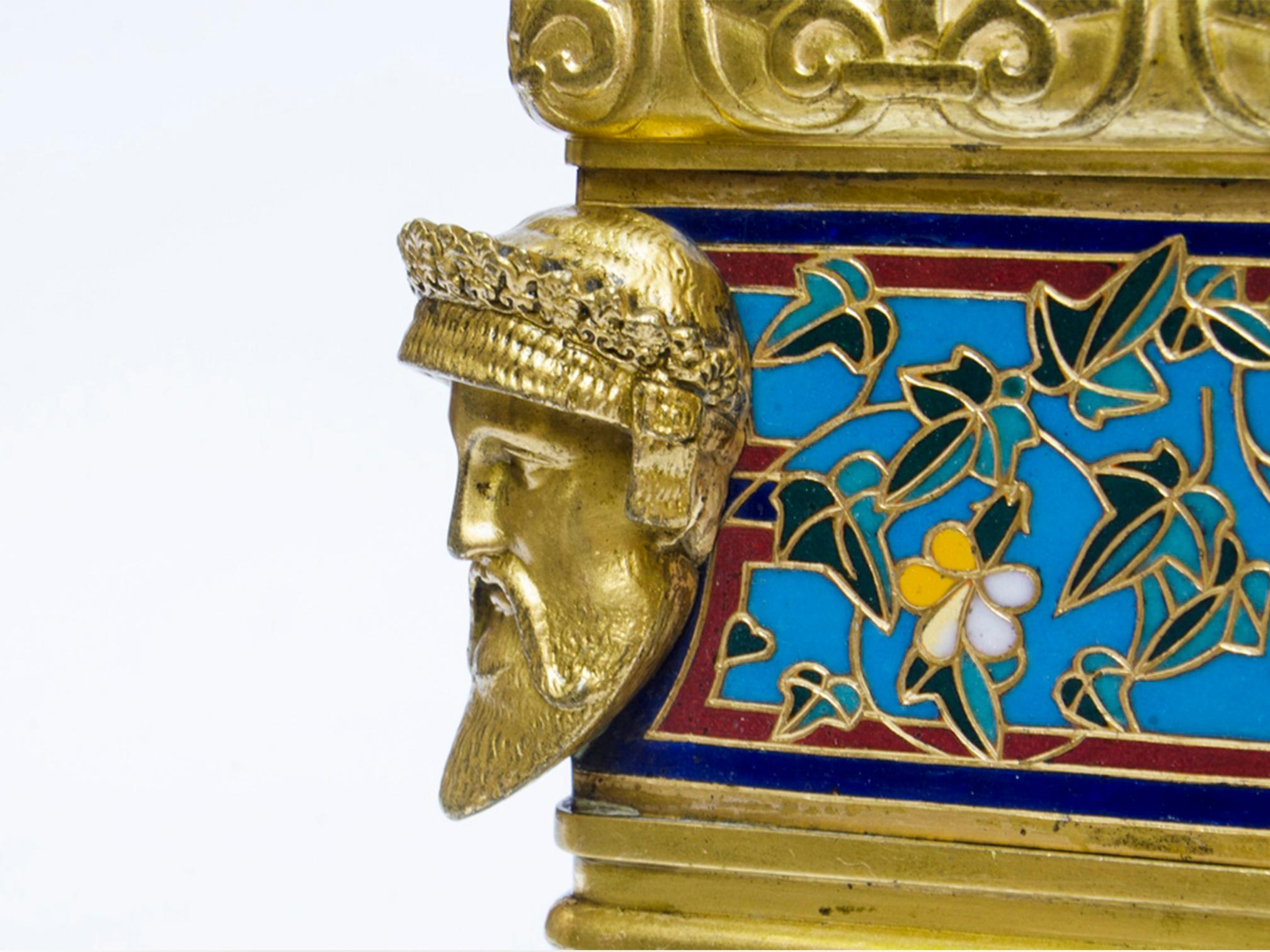 19th Century Gilt bronze and cloisonné enamels, Set By Barbedienne And Louis-constant Sévin