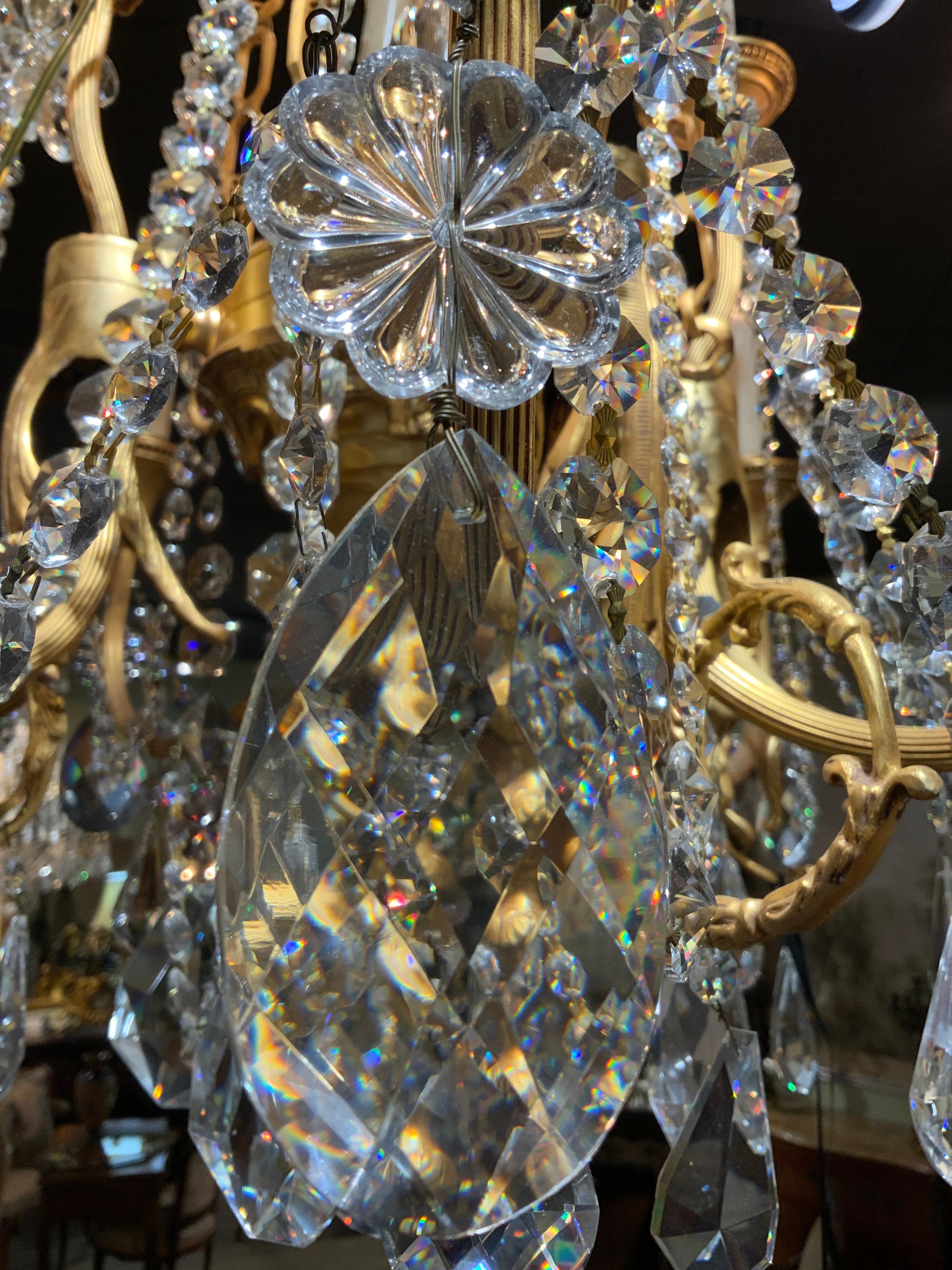 Gilt Bronze and Crystal 12-Light Chandelier with Swarovski Crystals For Sale 8