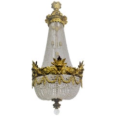 Gilt Bronze and Crystal Basket Style Chandelier by Baccarat