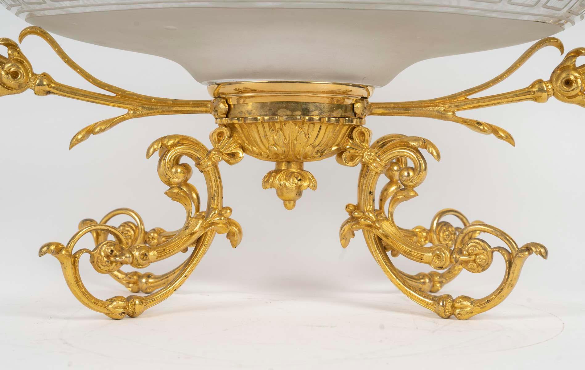 Schale aus vergoldeter Bronze und Kristall, 19. Jahrhundert, Periode Napoleon III. im Angebot 2