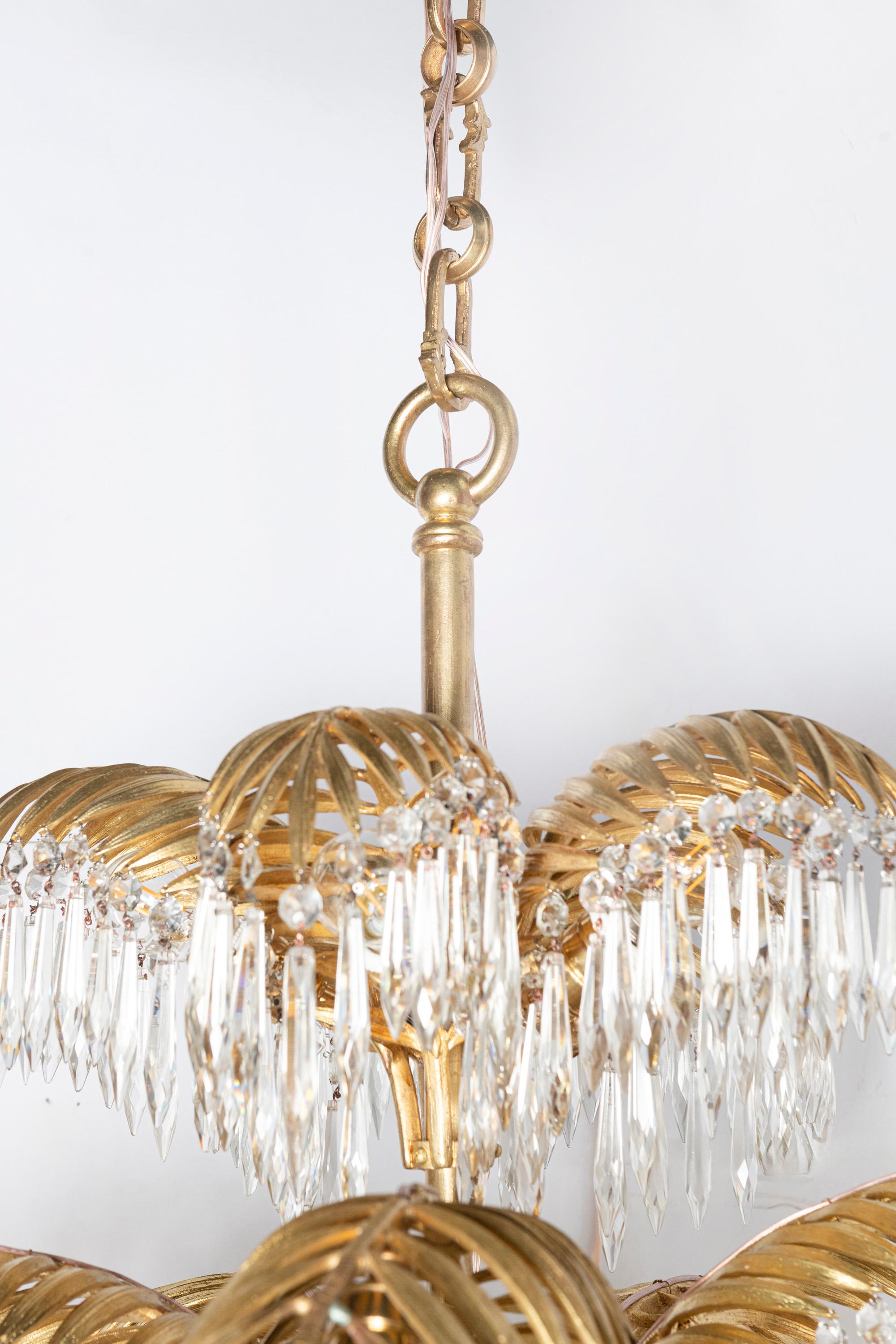 Austrian Gilt bronze and crystal chandelier. Austria, early 20th century. For Sale