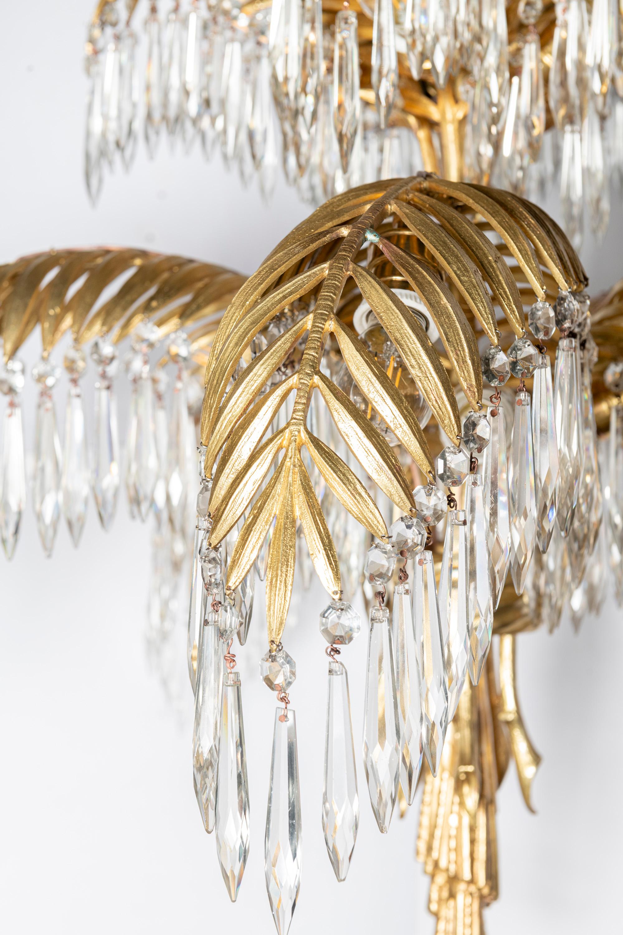 20th Century Gilt bronze and crystal chandelier. Austria, early 20th century. For Sale