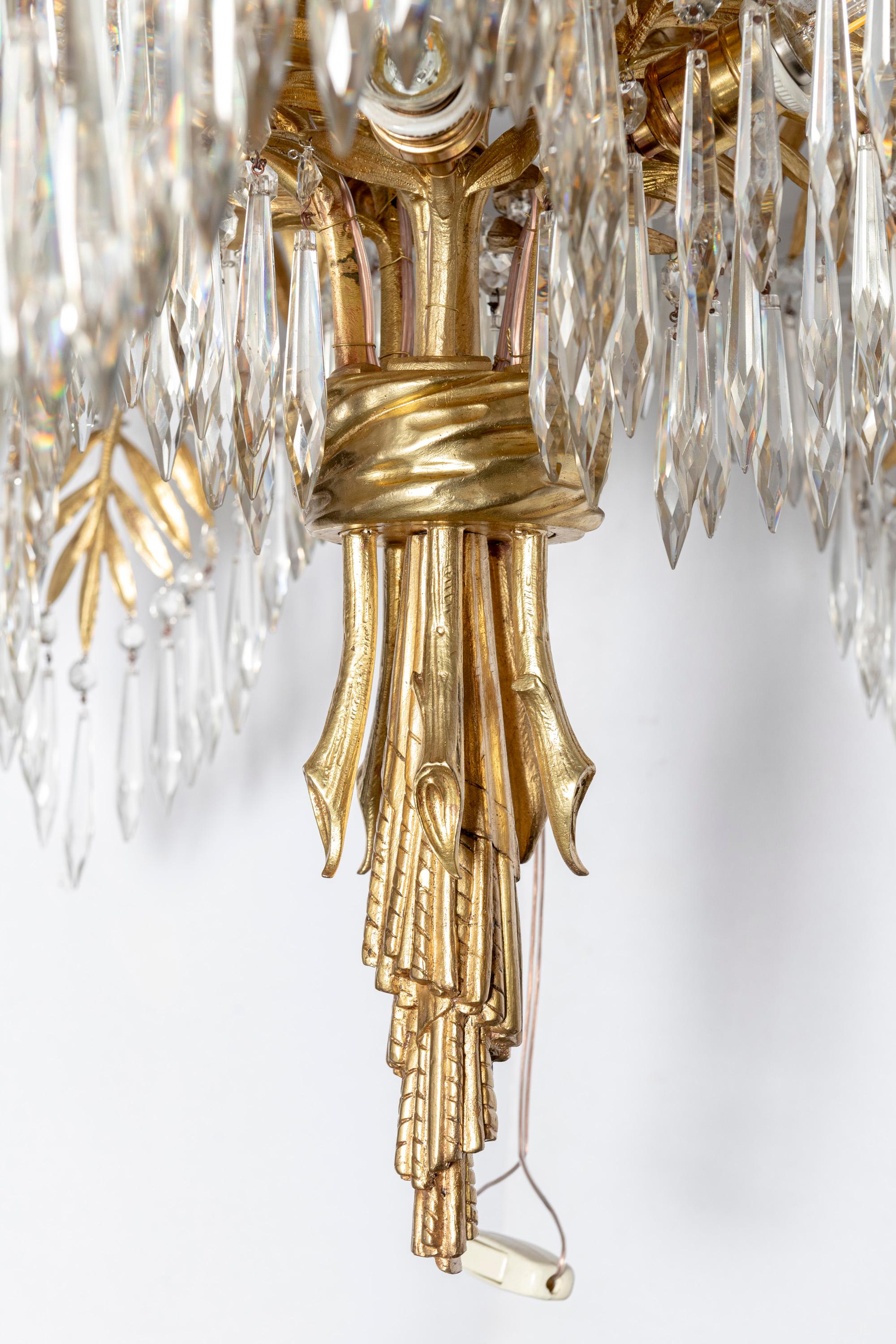 Bronze Gilt bronze and crystal chandelier. Austria, early 20th century. For Sale