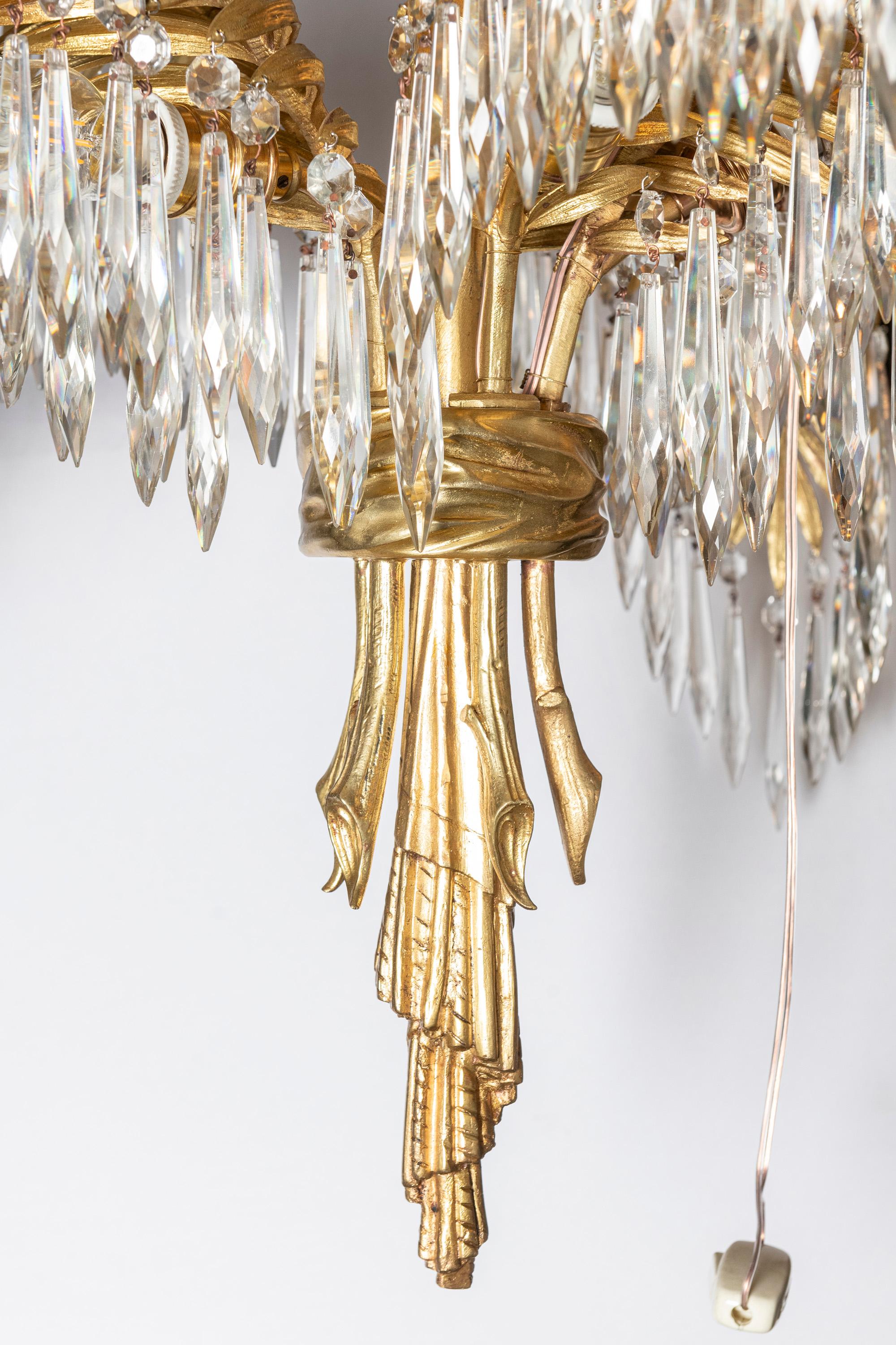 Gilt bronze and crystal chandelier. Austria, early 20th century. For Sale 2