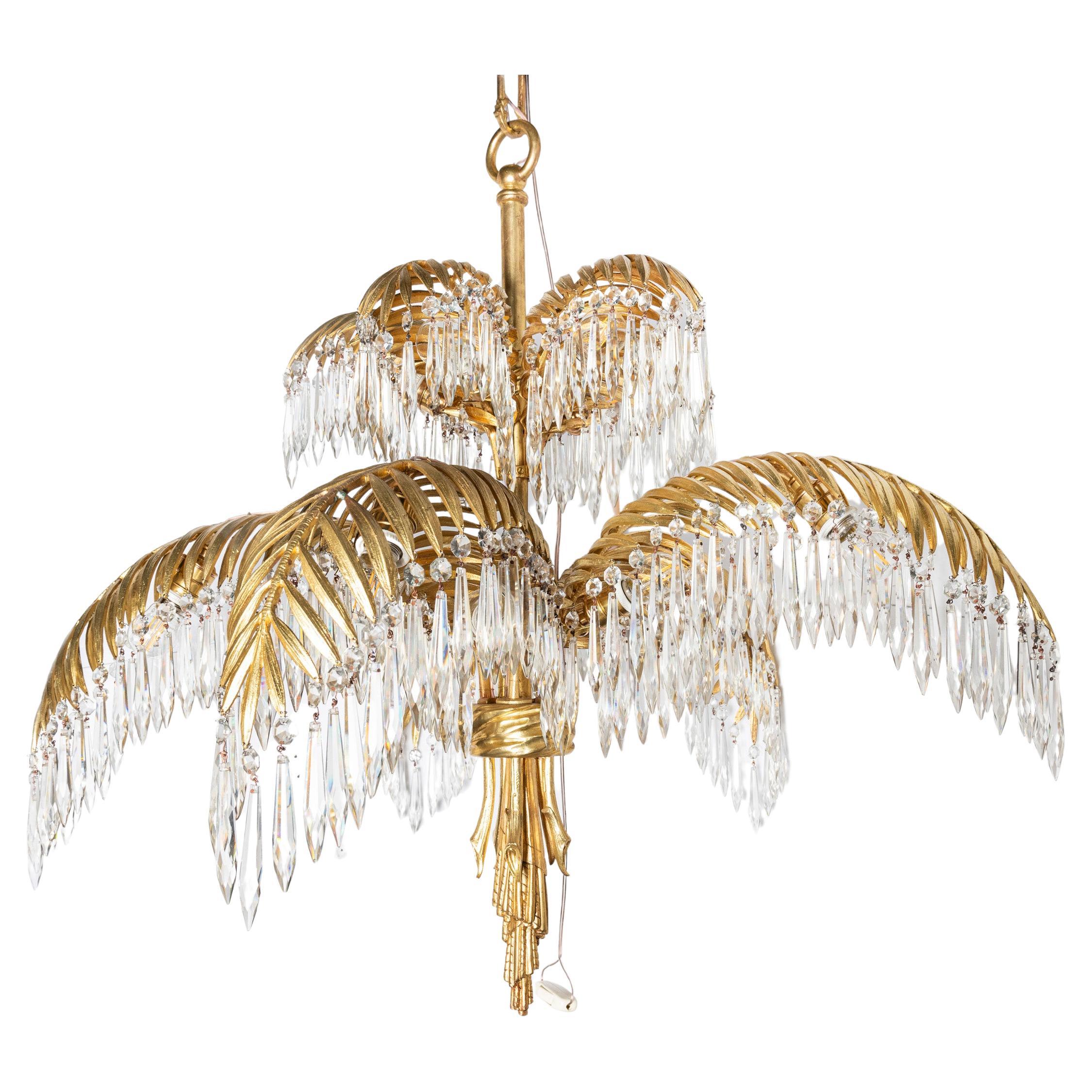Gilt bronze and crystal chandelier. Austria, early 20th century. For Sale