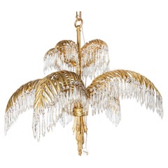 Gilt bronze and crystal chandelier attributed to Josef Hoffmann. Austria.