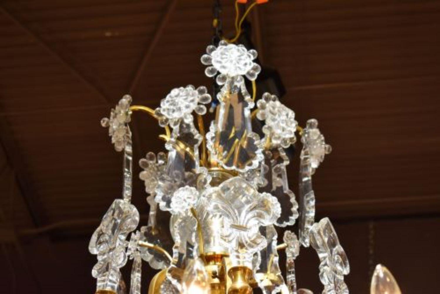 Gilt Bronze and Crystal Chandelier by Baccarat, circa 1920 For Sale 1