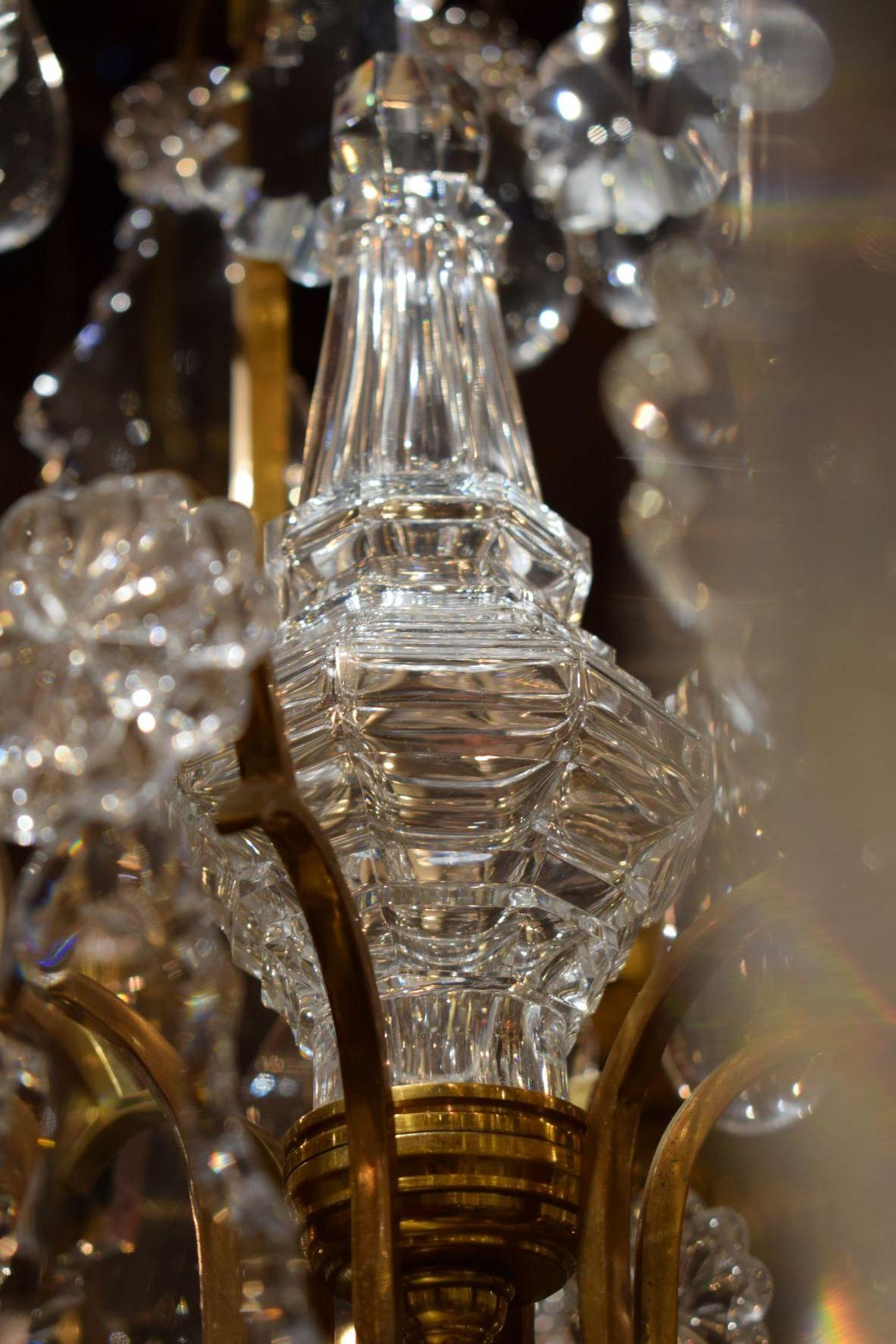 Gilt Bronze and Crystal Chandelier by Baccarat, circa 1920 For Sale 2