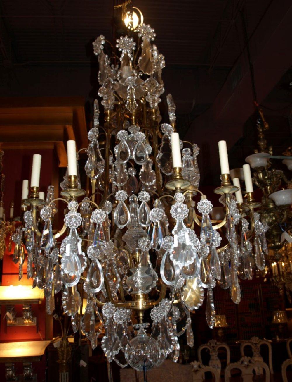 Gilt Bronze and Crystal Chandelier by Baccarat For Sale 1