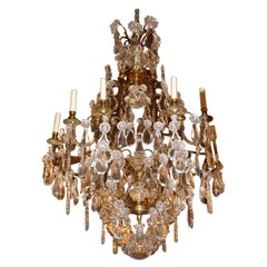 Lustre en bronze doré et cristal de Baccarat